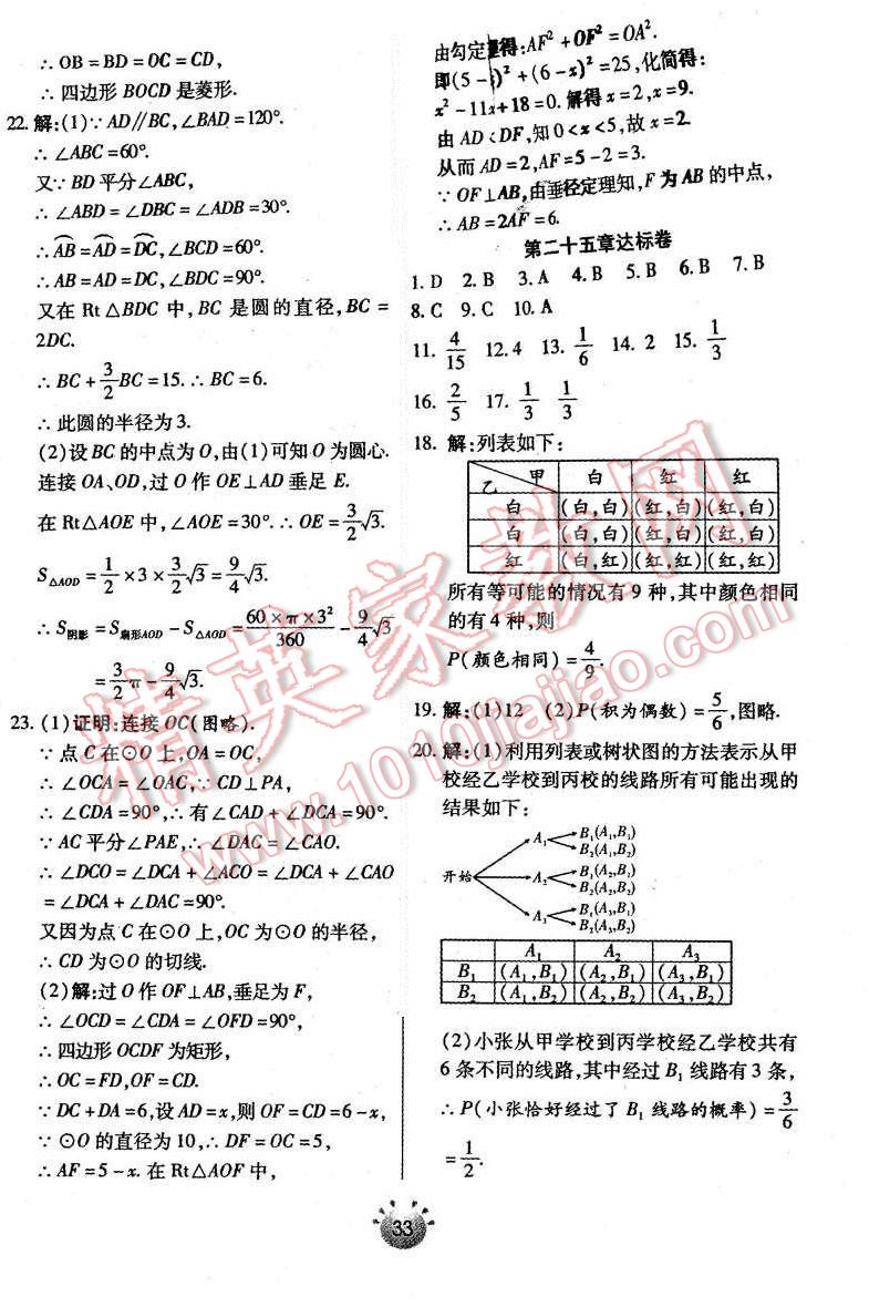 2015年全程考評一卷通九年級數(shù)學(xué)上冊人教版 第23頁