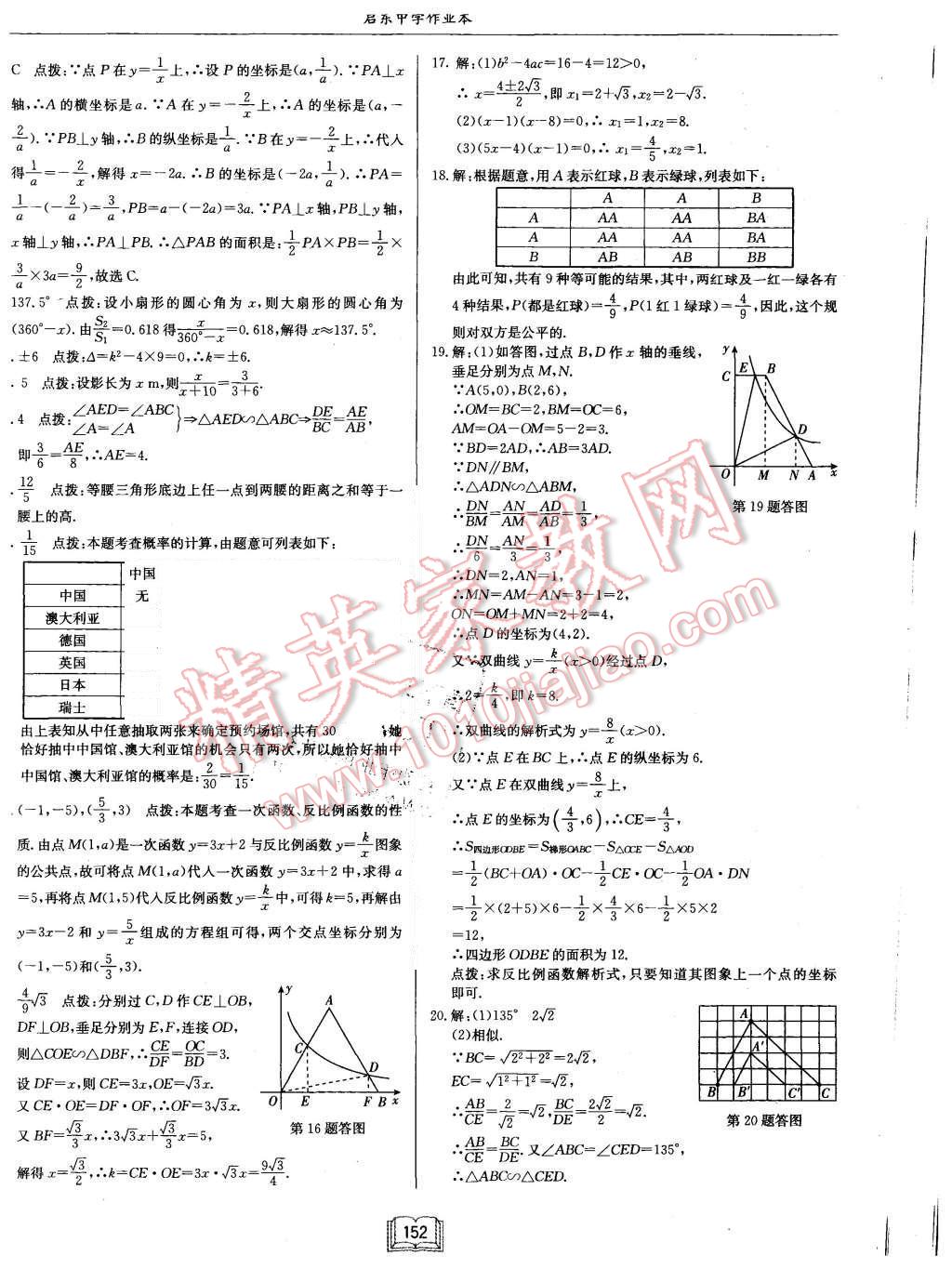 2015年啟東中學(xué)作業(yè)本九年級數(shù)學(xué)上冊北師大版 第32頁