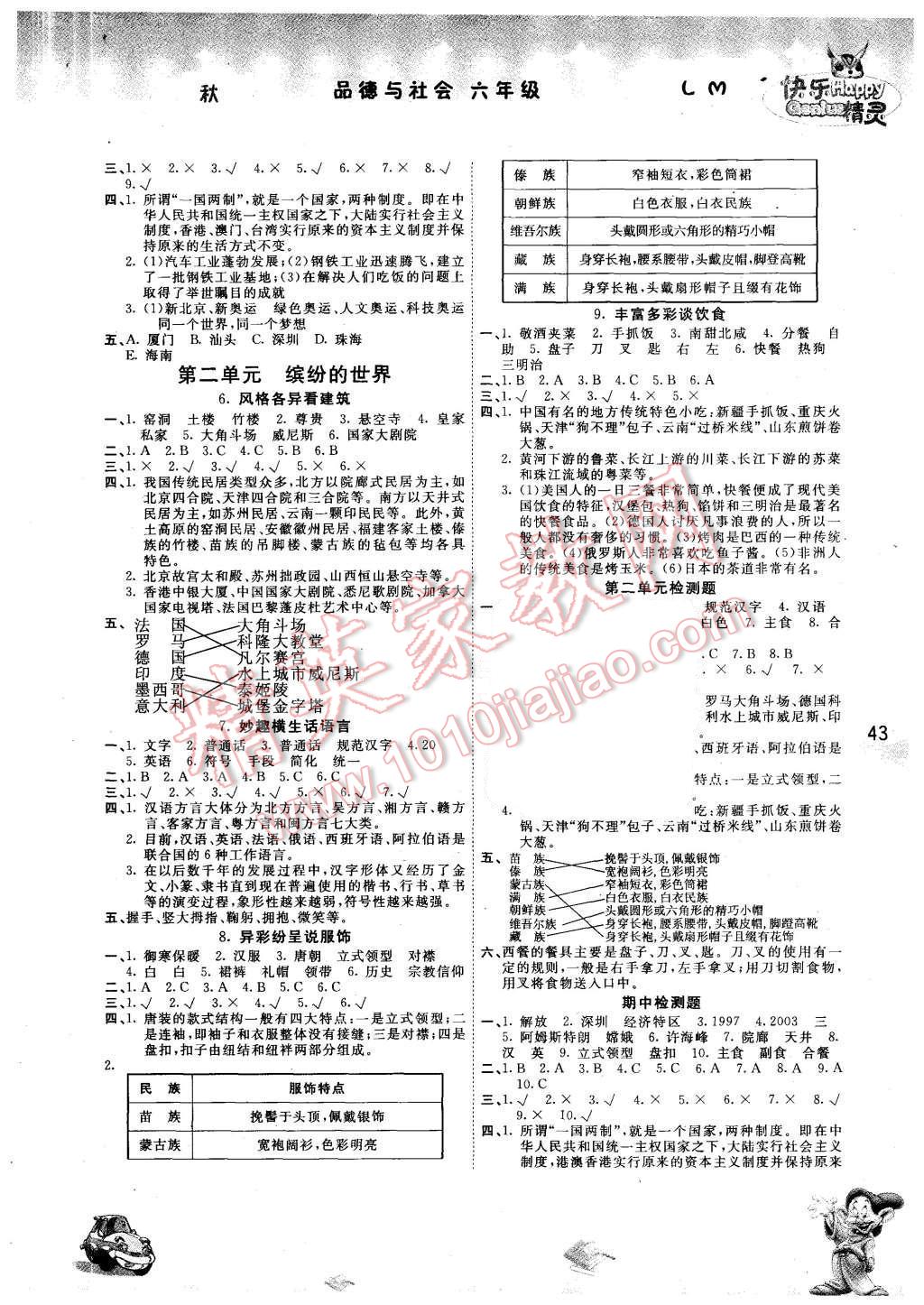 2015年名校作業(yè)本六年級品德與社會上冊魯美版 第2頁