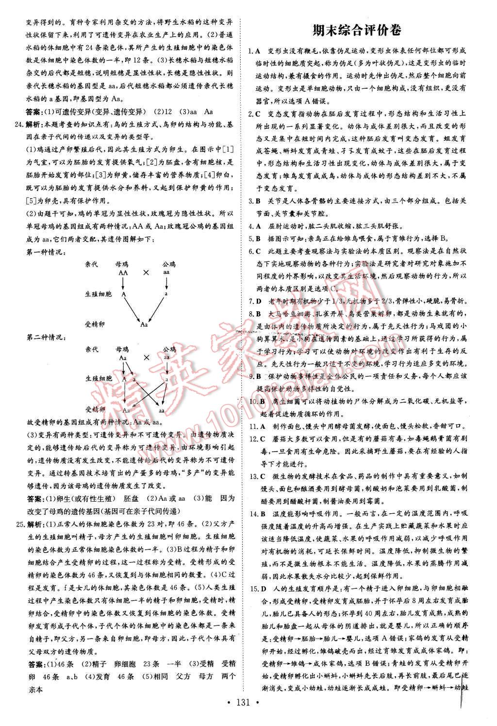 2015年初中同步学习导与练导学探究案八年级生物上册北师大版 第31页