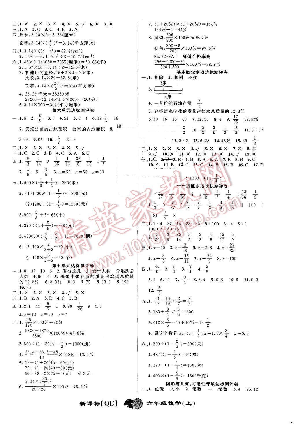 2015年第一好卷冲刺100分六年级数学上册青岛版 第2页