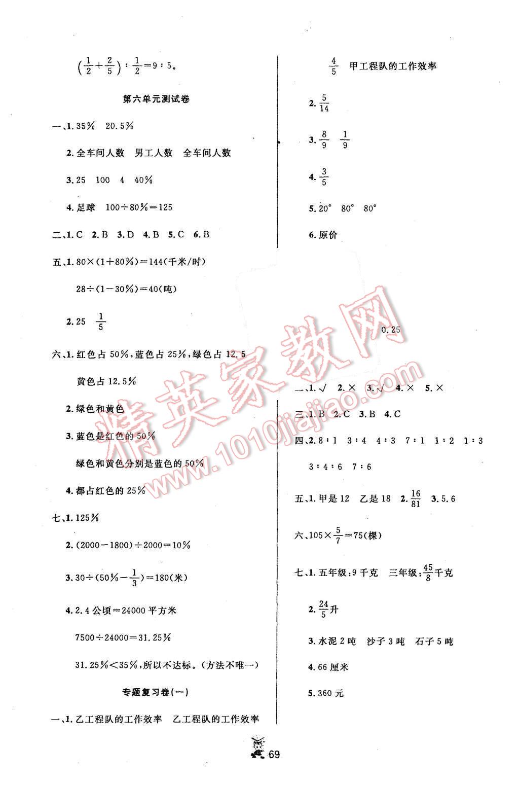 2015年百分金卷奪冠密題六年級數(shù)學(xué)上冊蘇教版 第5頁