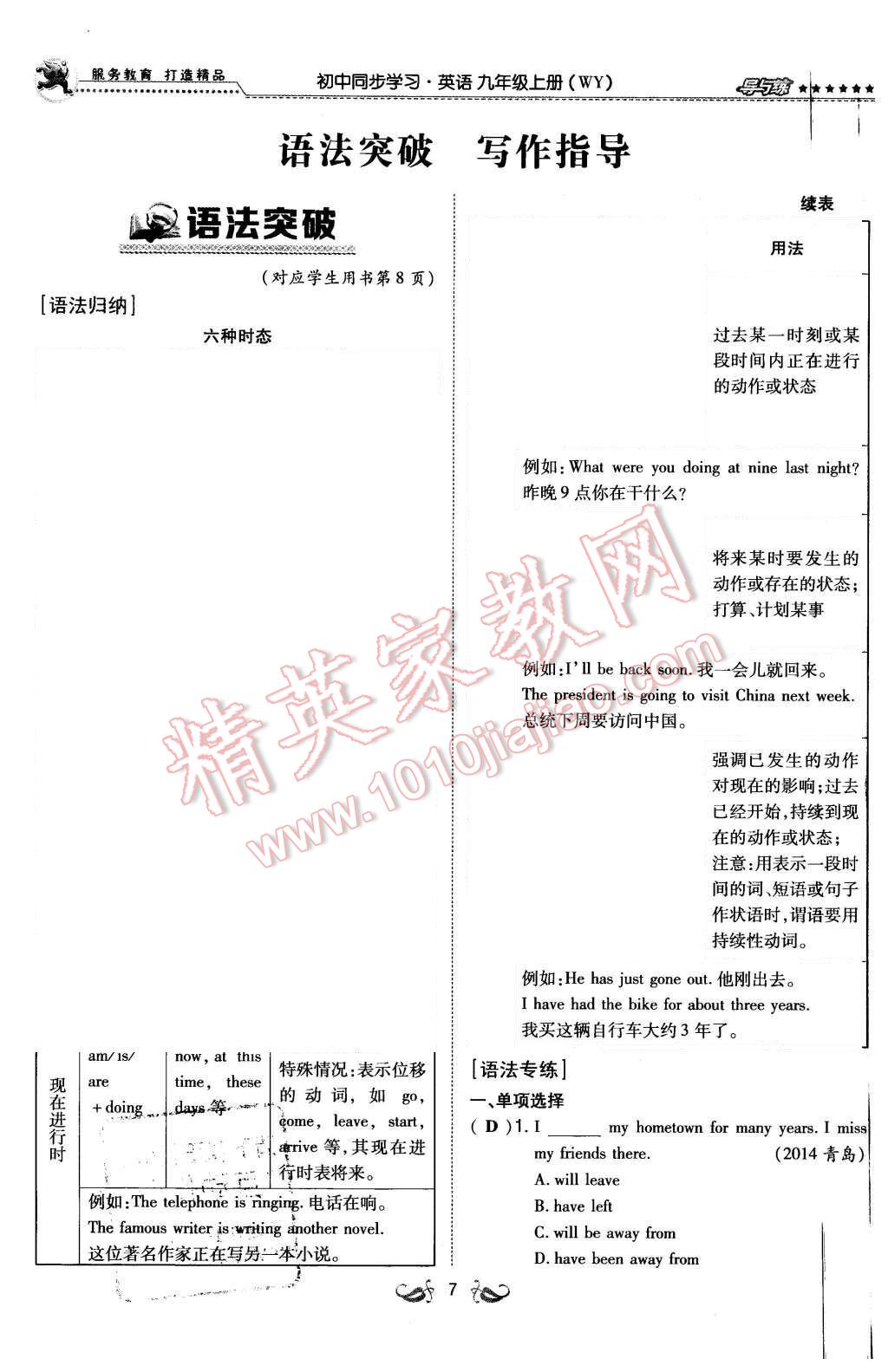 2015年初中同步學(xué)習(xí)導(dǎo)與練導(dǎo)學(xué)探究案九年級英語上冊外研版 第23頁