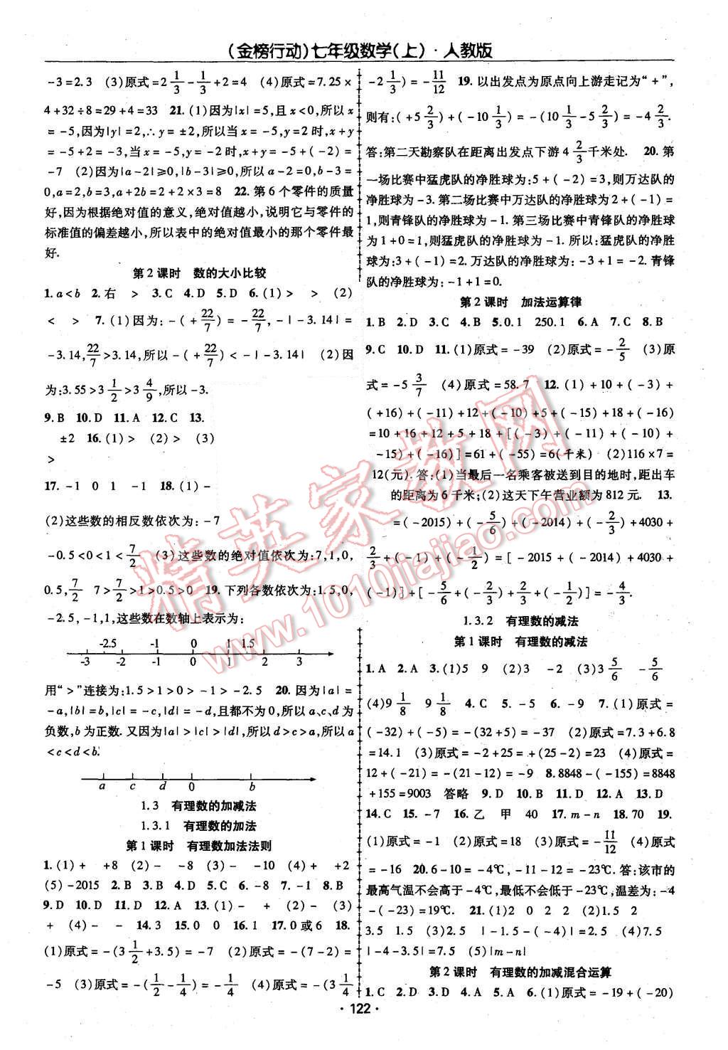 2015年金榜行動(dòng)課時(shí)導(dǎo)學(xué)案七年級(jí)數(shù)學(xué)上冊(cè)人教版 第2頁(yè)