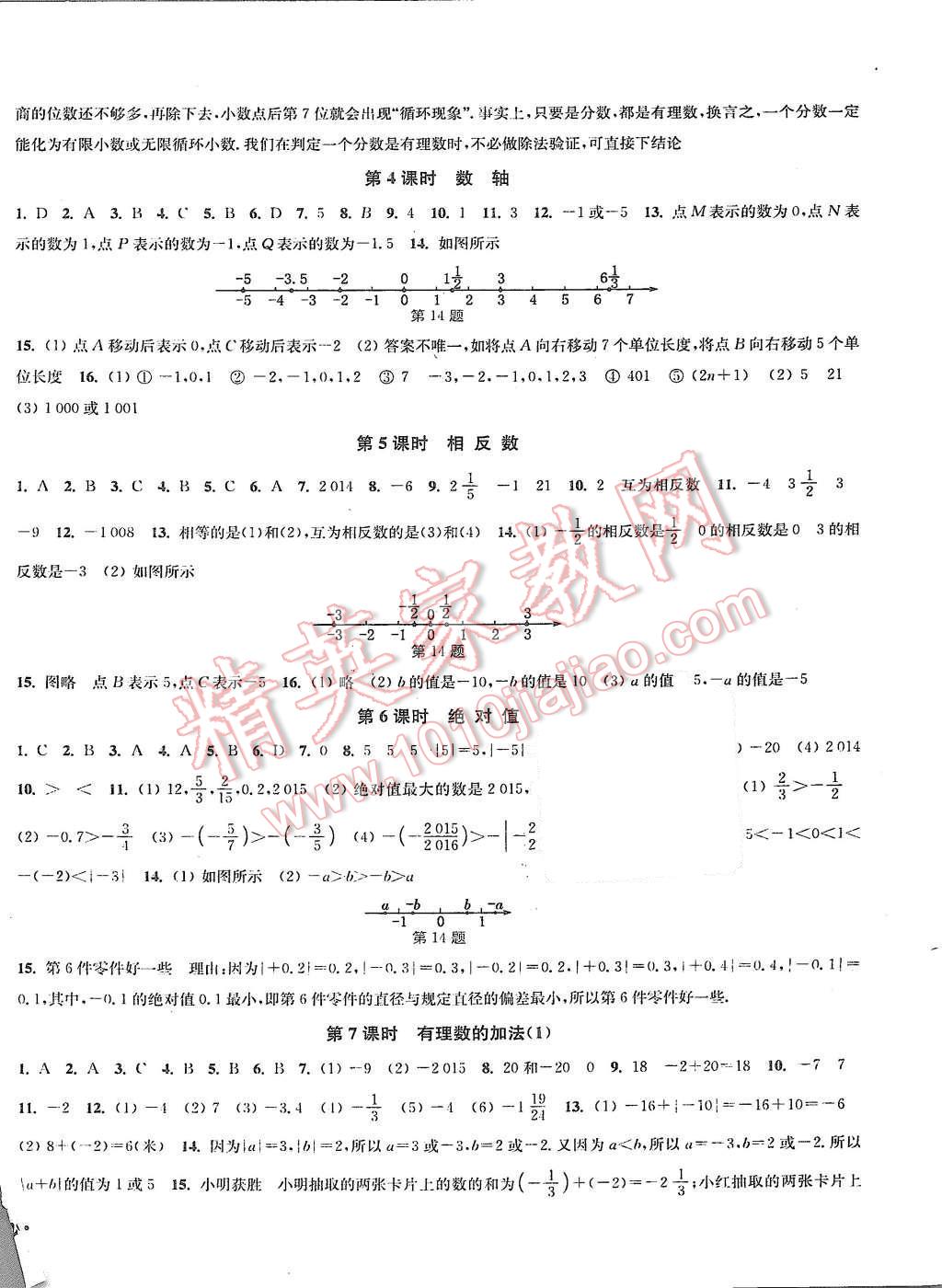 2015年通城学典活页检测七年级数学上册人教版 第2页