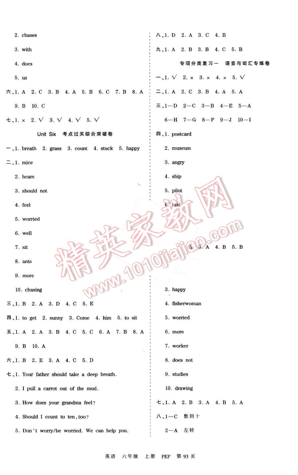 2015年王朝霞各地期末試卷精選考點(diǎn)梳理時(shí)習(xí)卷六年級(jí)英語(yǔ)上冊(cè)人教PEP版 第5頁(yè)