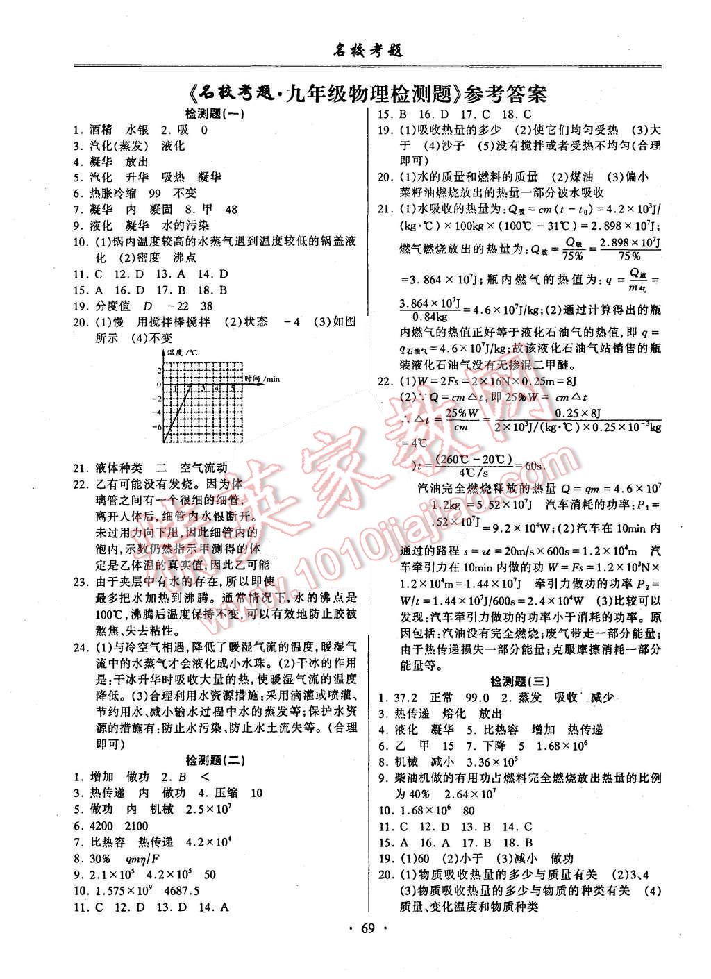 2015年名校考题九年级物理全一册沪科版 第1页