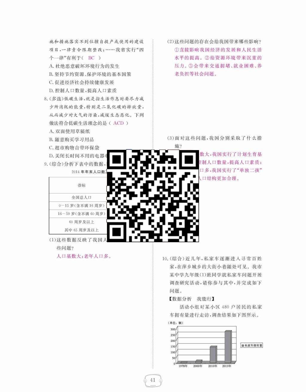 2015年領(lǐng)航新課標(biāo)練習(xí)冊(cè)九年級(jí)思想品德全一冊(cè)人教版 第二單元  了解祖國(guó)  愛我中華第41頁