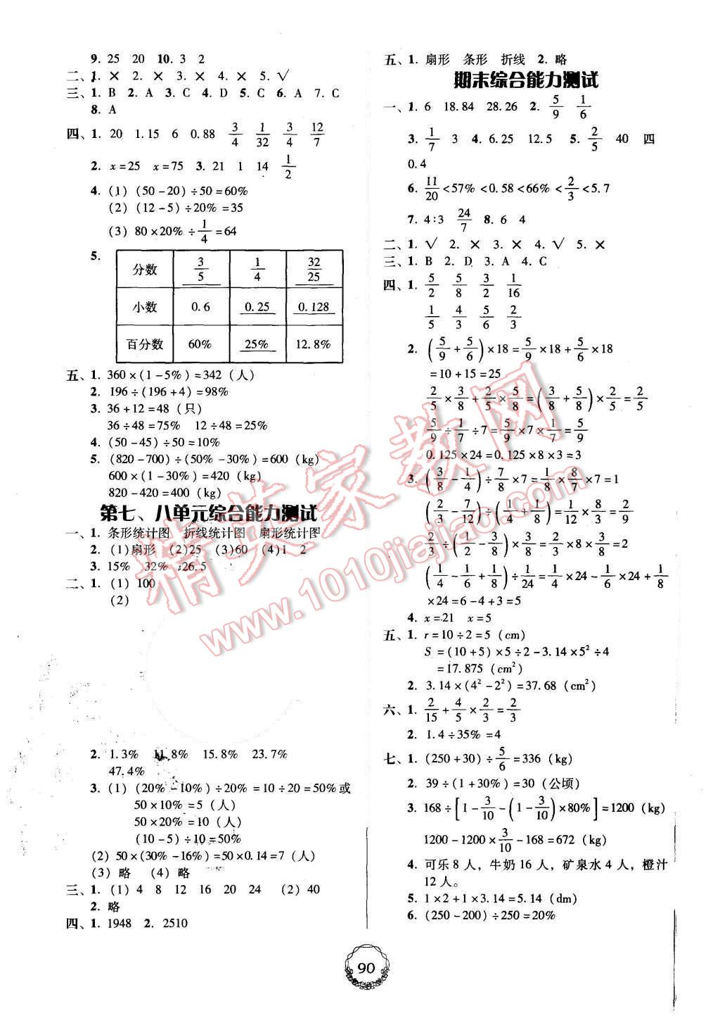 2015年百年学典课时学练测六年级数学上册人教版 第8页