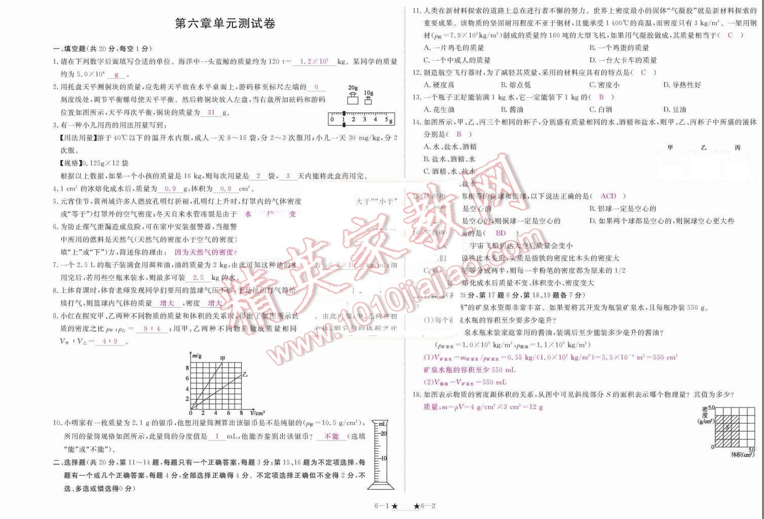 2015年領(lǐng)航新課標(biāo)練習(xí)冊八年級物理上冊人教版 單元測試卷第115頁