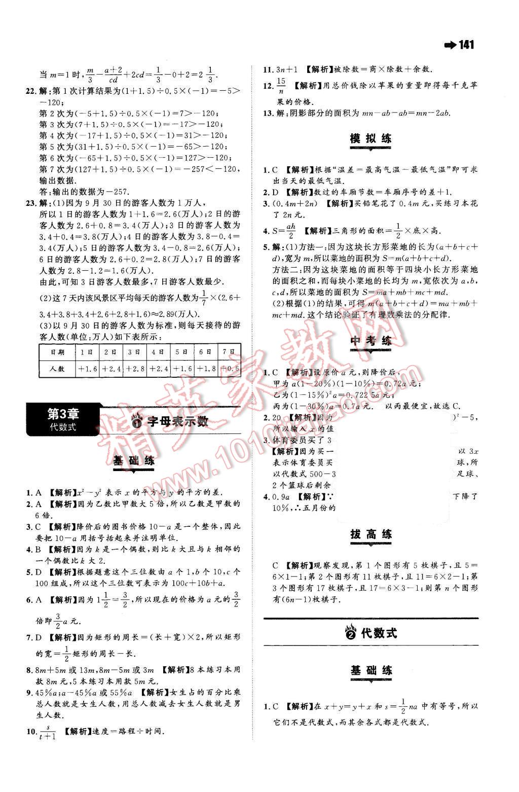 2015年一本七年級數(shù)學上冊蘇科版 第11頁