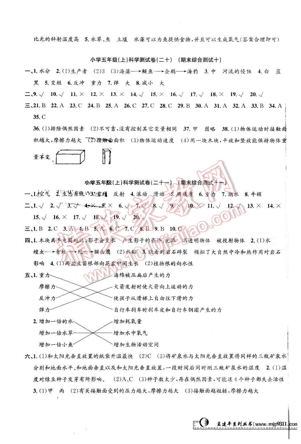 2015年孟建平小學(xué)單元測試五年級(jí)科學(xué)上冊(cè)教科版 第11頁