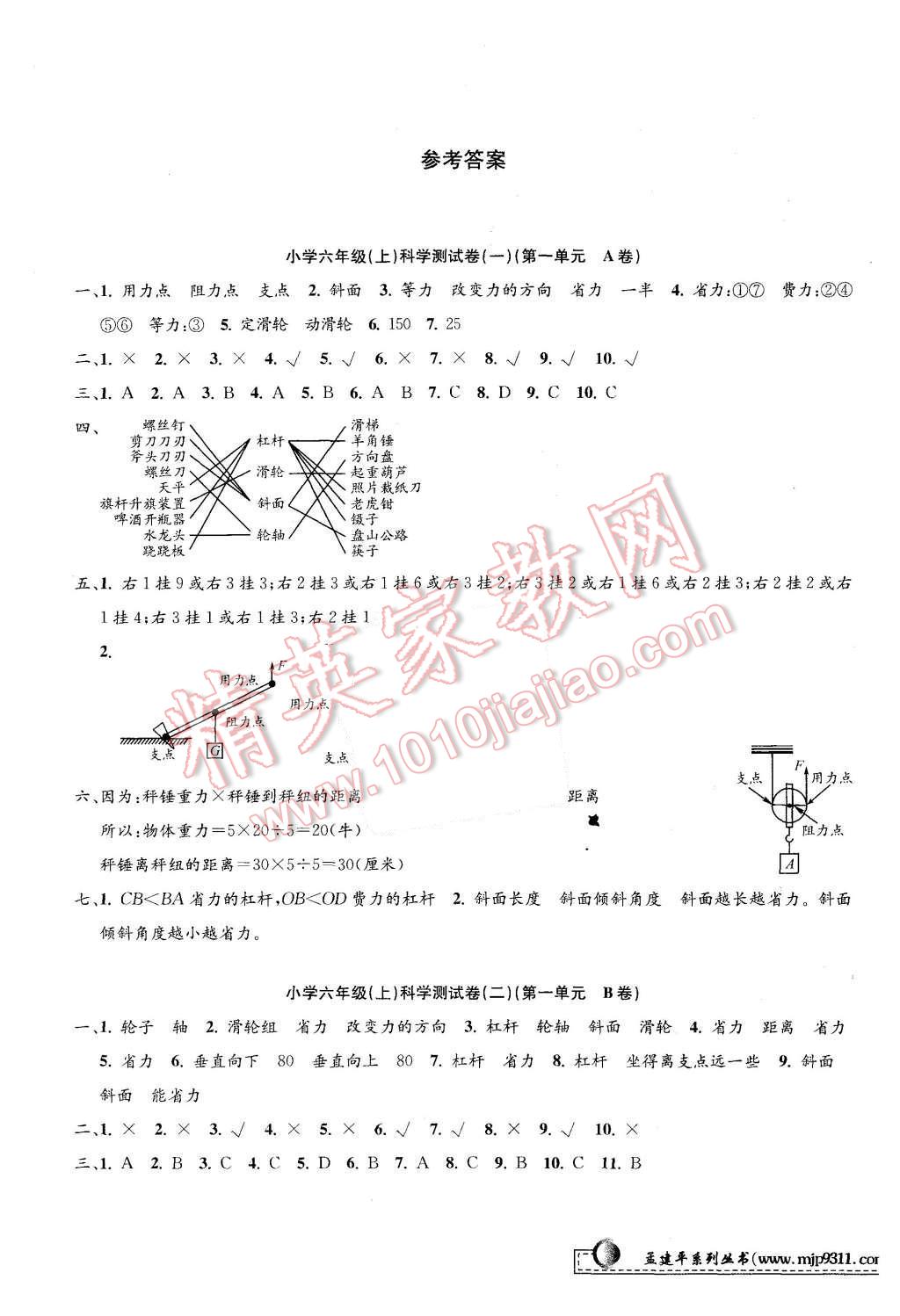 2015年孟建平小學單元測試六年級科學上冊教科版 第1頁