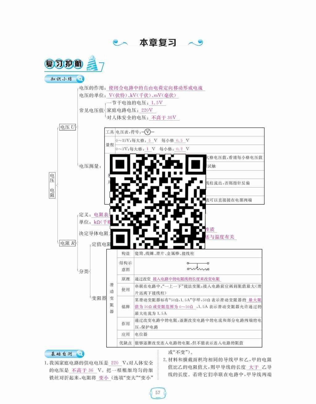 2015年領(lǐng)航新課標(biāo)練習(xí)冊(cè)九年級(jí)物理全一冊(cè)人教版 第十六章  電壓  電阻第57頁(yè)