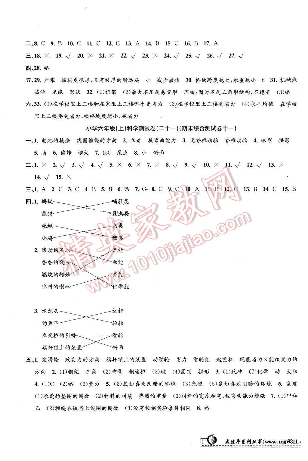 2015年孟建平小學(xué)單元測試六年級科學(xué)上冊教科版 第11頁