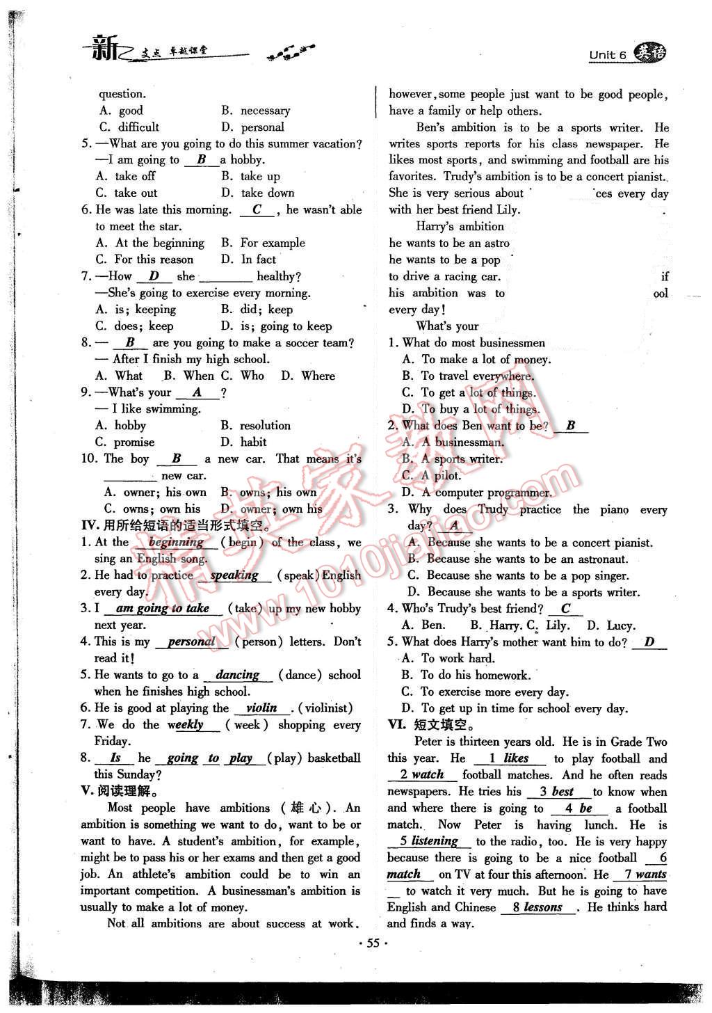 2015年新支点卓越课堂八年级英语上册人教版 Unit 6 I’m going to study computer science第163页