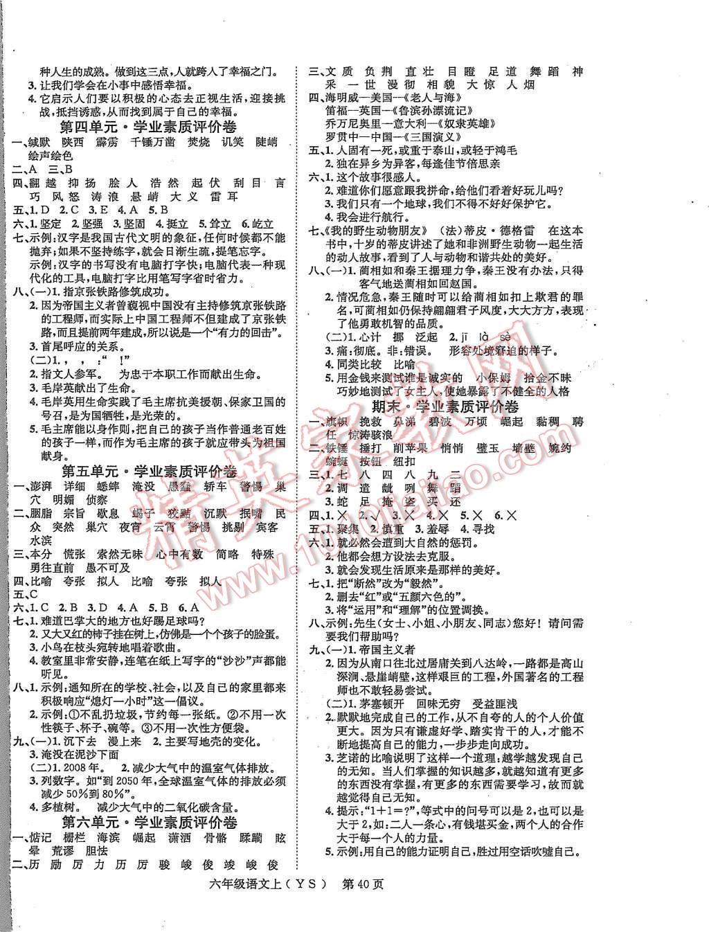 2015年國華圖書學(xué)業(yè)測評課時練測加周周測評六年級語文上冊語文S版 第8頁