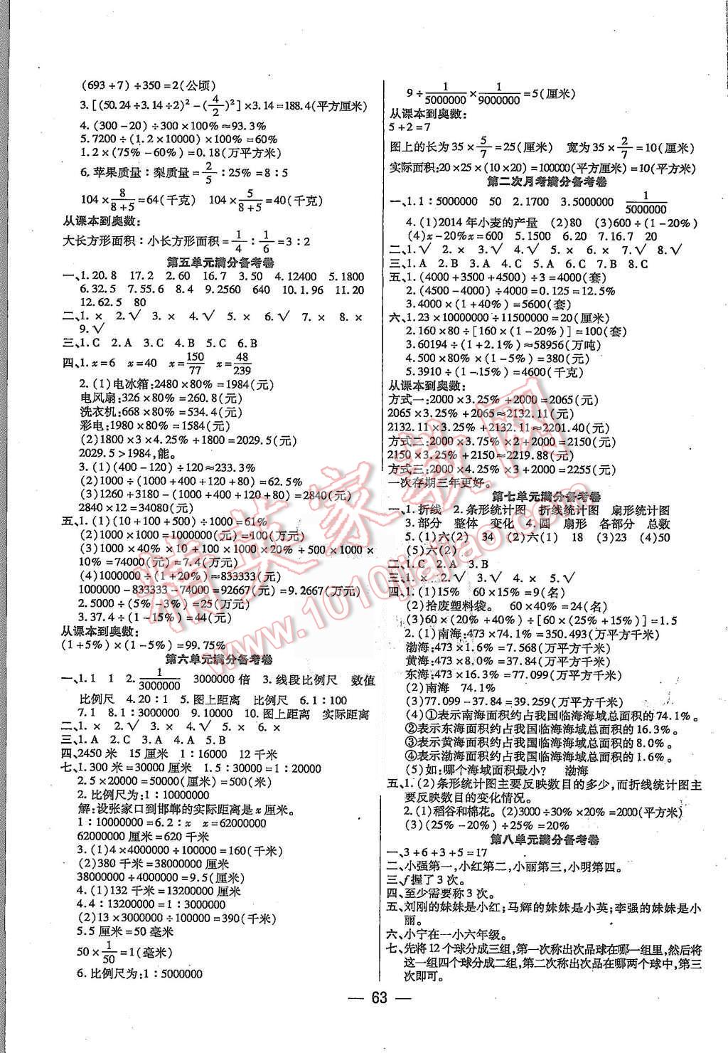 2015年全優(yōu)課堂考點集訓(xùn)與滿分備考六年級數(shù)學(xué)上冊冀教版 活頁卷第7頁