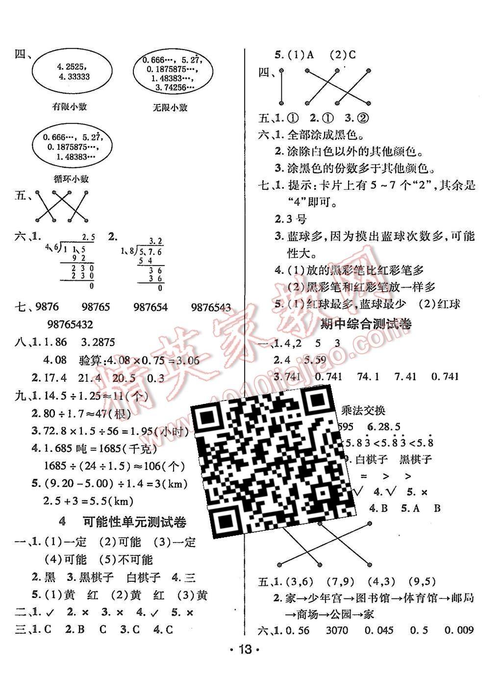 2015年99加1活页卷五年级数学上册人教版 第13页