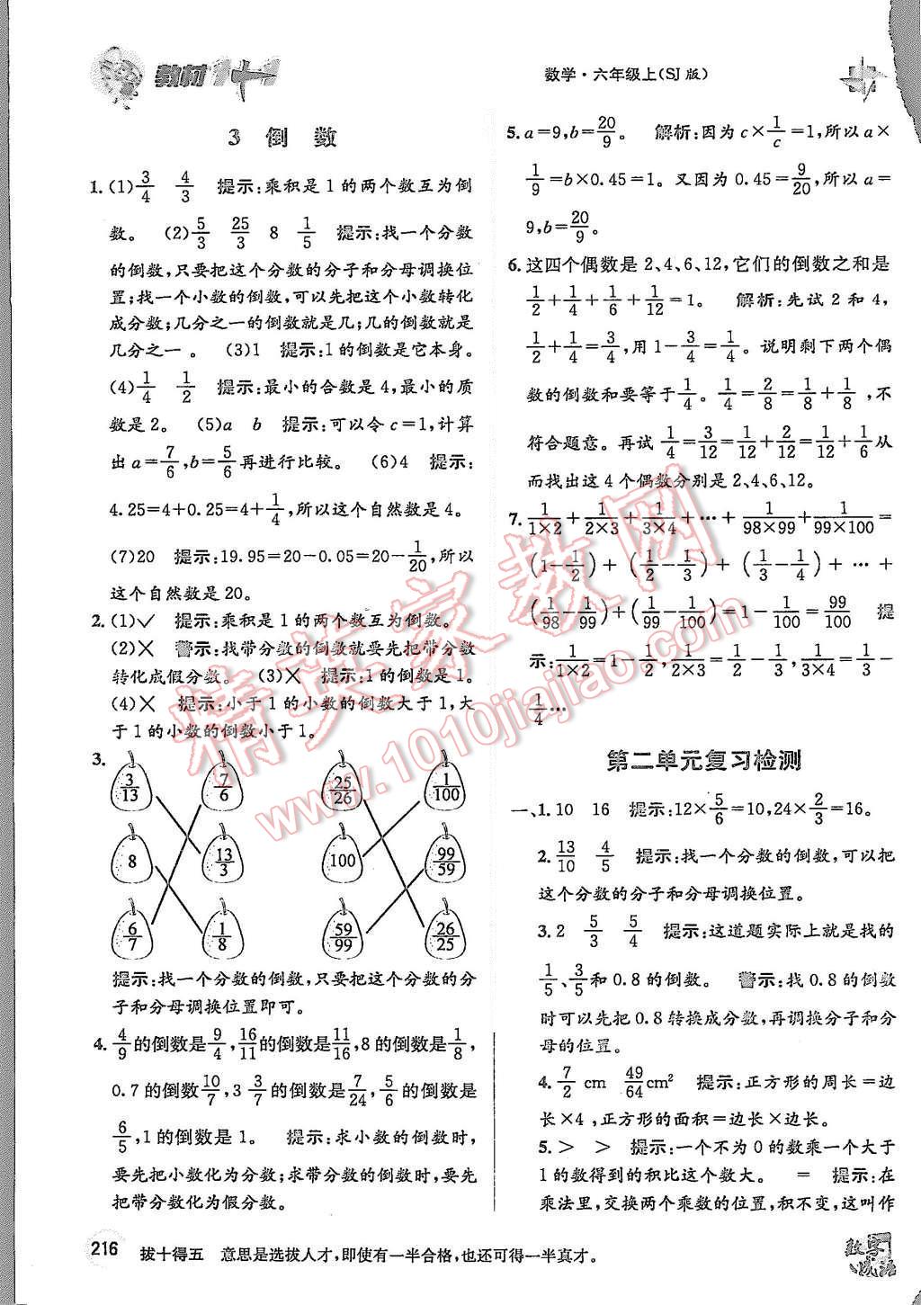 2015年教材1加1六年級(jí)數(shù)學(xué)上冊(cè)蘇教版 第10頁(yè)