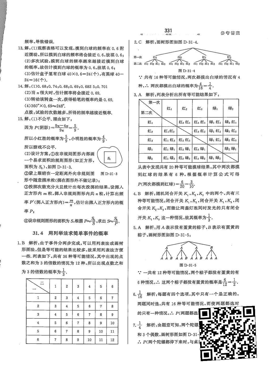 2015年輕輕松松學(xué)數(shù)學(xué)九年級(jí)全一冊(cè)冀教版 第三十一章 隨機(jī)事件的概率第89頁(yè)