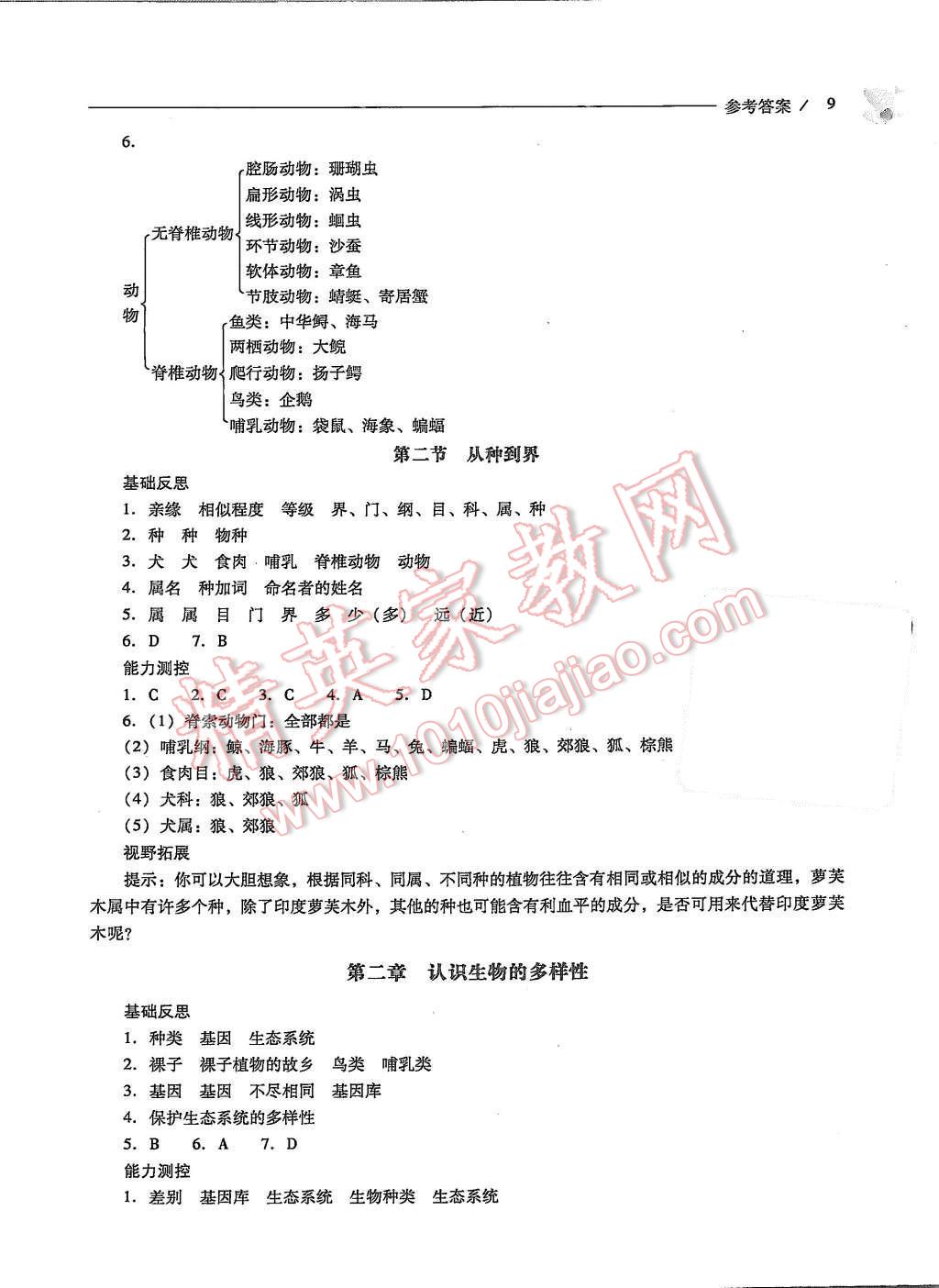 2015年新課程問題解決導(dǎo)學(xué)方案八年級生物學(xué)上冊人教版 第9頁