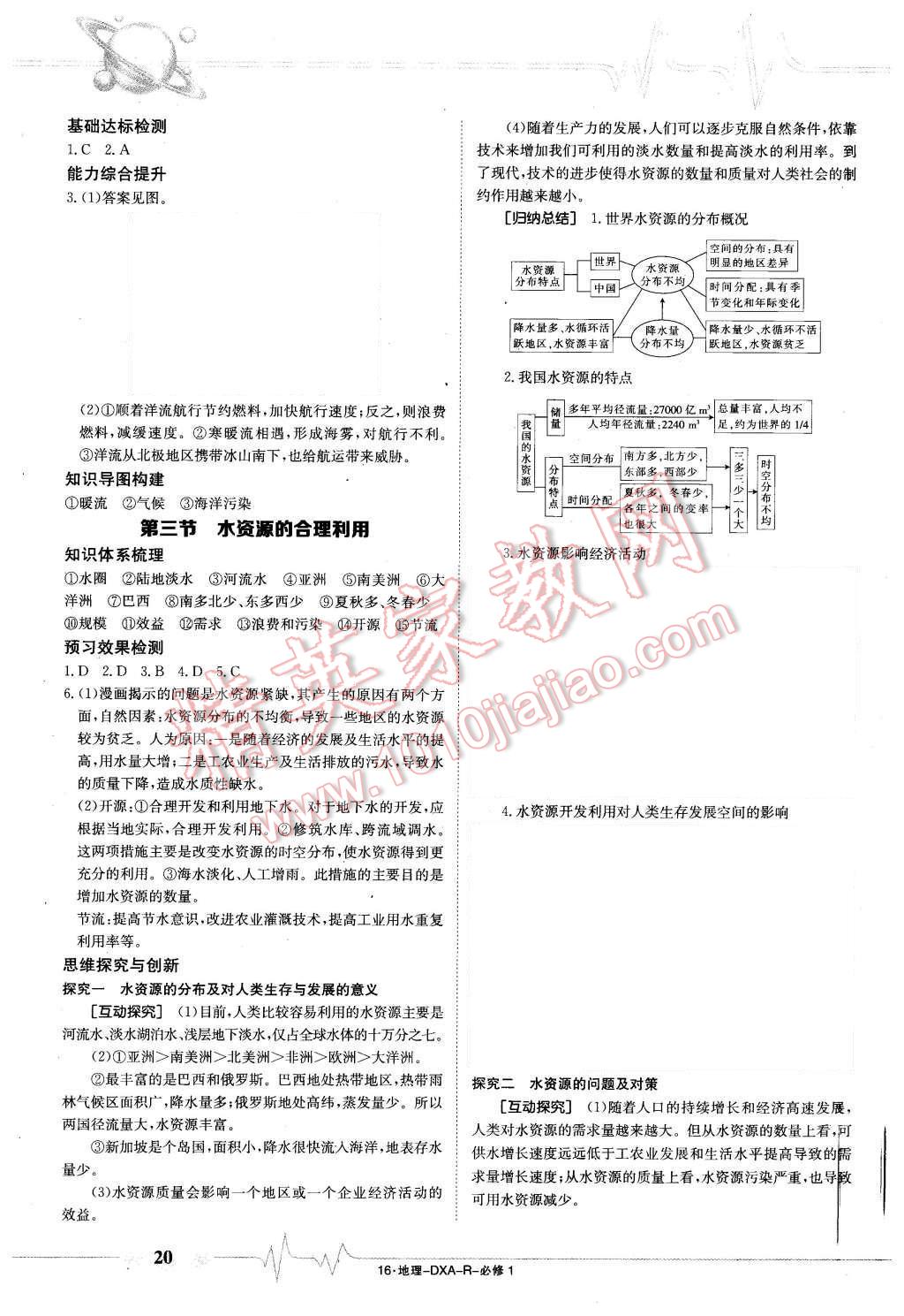 2015年金太陽導學案地理必修1 導學部分答案第30頁