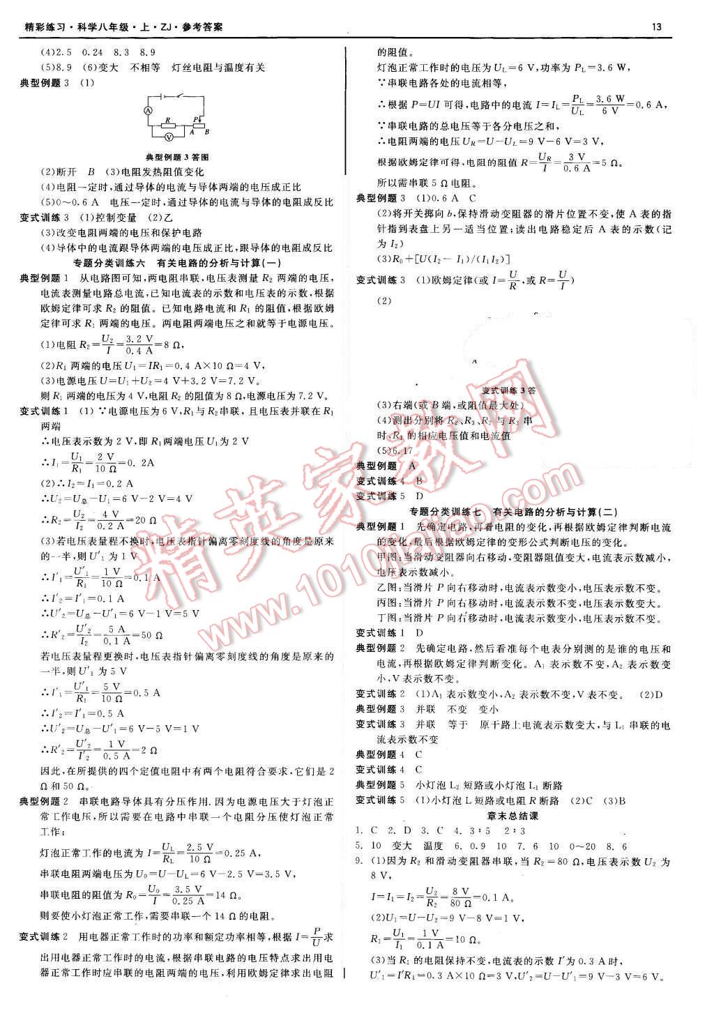 2015年精彩练习就练这一本八年级科学上册浙教版 第13页