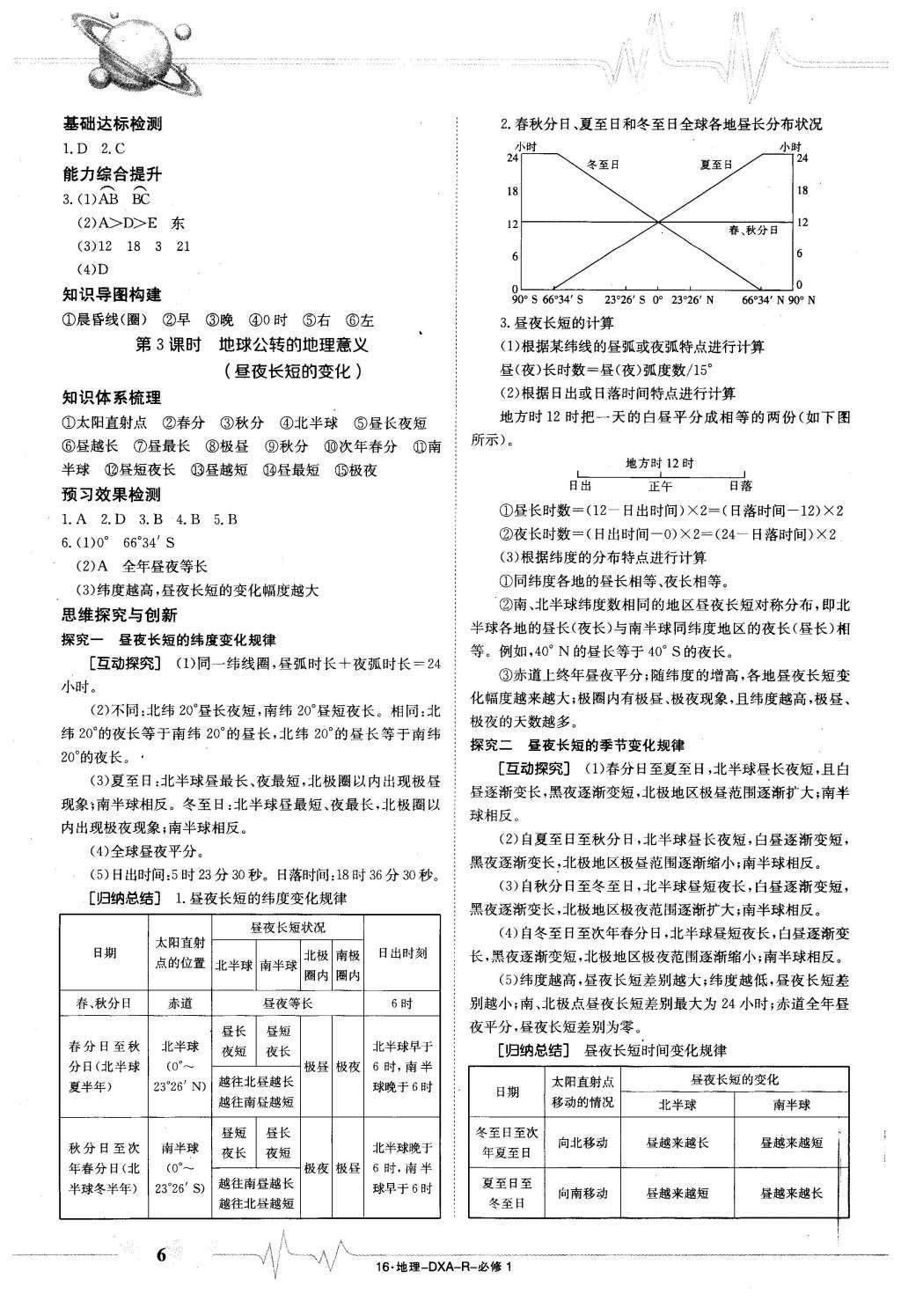 2015年金太陽導(dǎo)學(xué)案地理必修1 導(dǎo)學(xué)部分答案第16頁