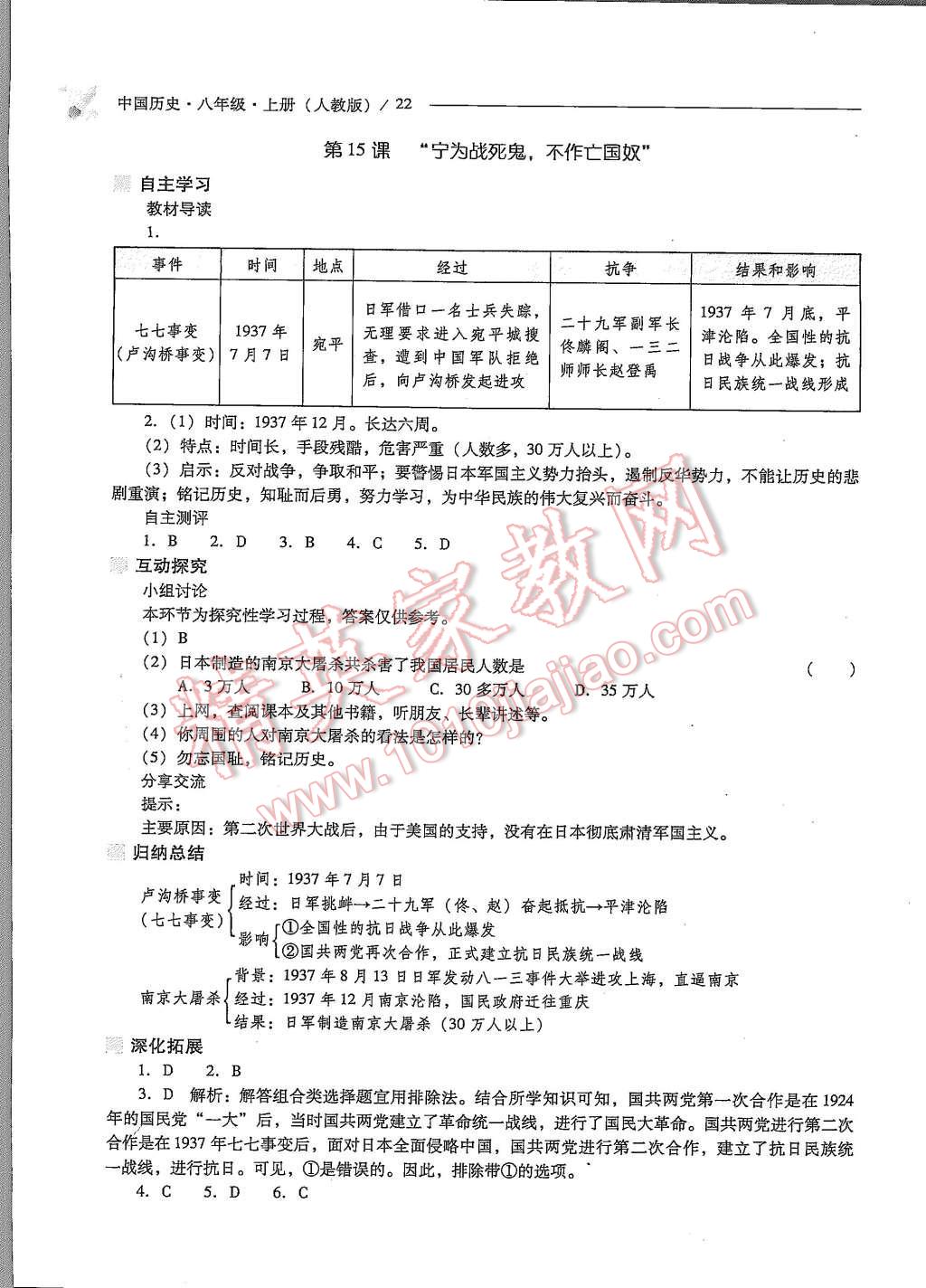 2015年新課程問(wèn)題解決導(dǎo)學(xué)方案八年級(jí)中國(guó)歷史上冊(cè)人教版 第22頁(yè)