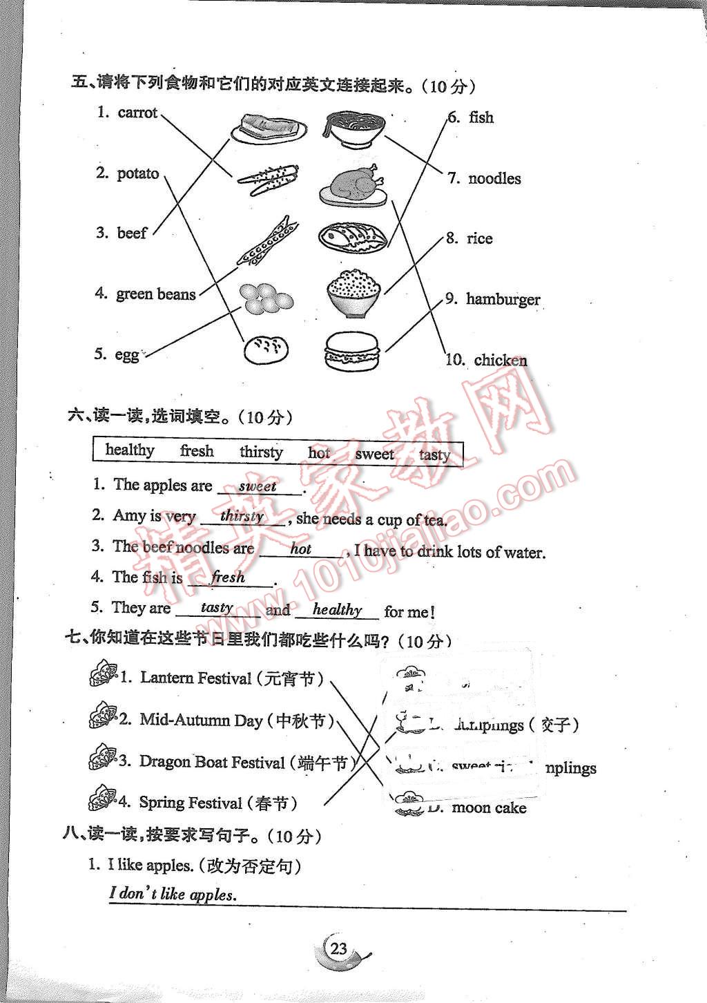 2015年啟智文化滿分試卷單元期末過關(guān)檢測五年級英語上冊人教PEP版 第23頁