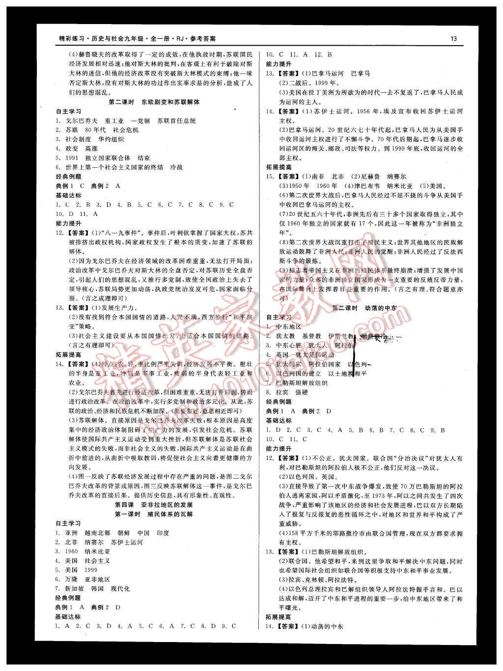 2015年精彩練習(xí)就練這一本九年級(jí)歷史與社會(huì)全一冊(cè)人教版 第13頁