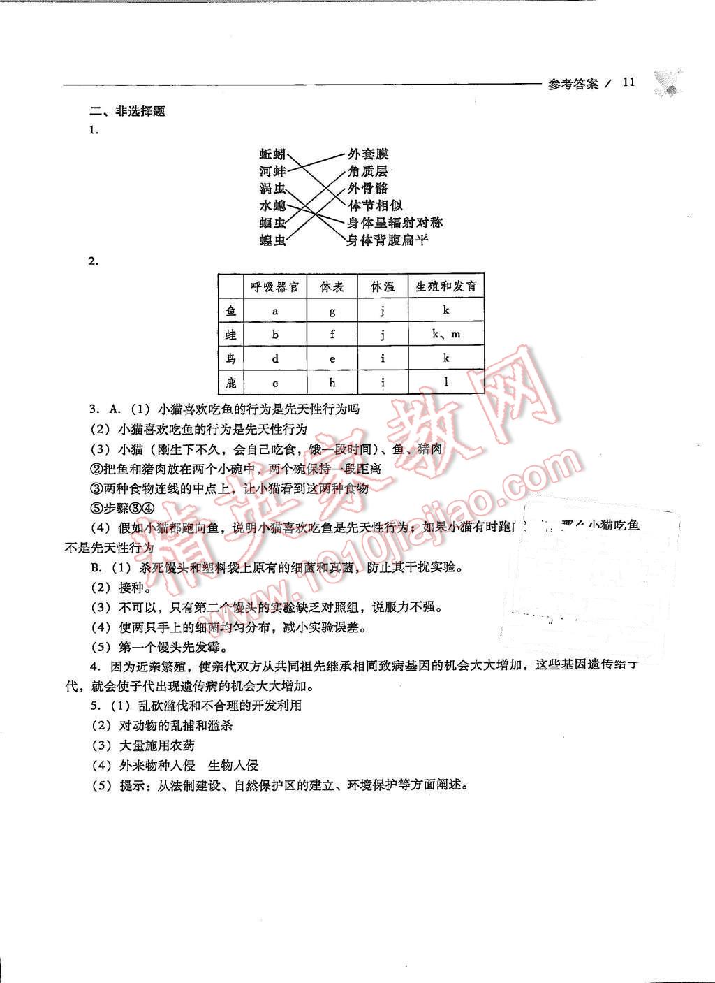 2015年新課程問題解決導(dǎo)學(xué)方案八年級(jí)生物學(xué)上冊人教版 第11頁