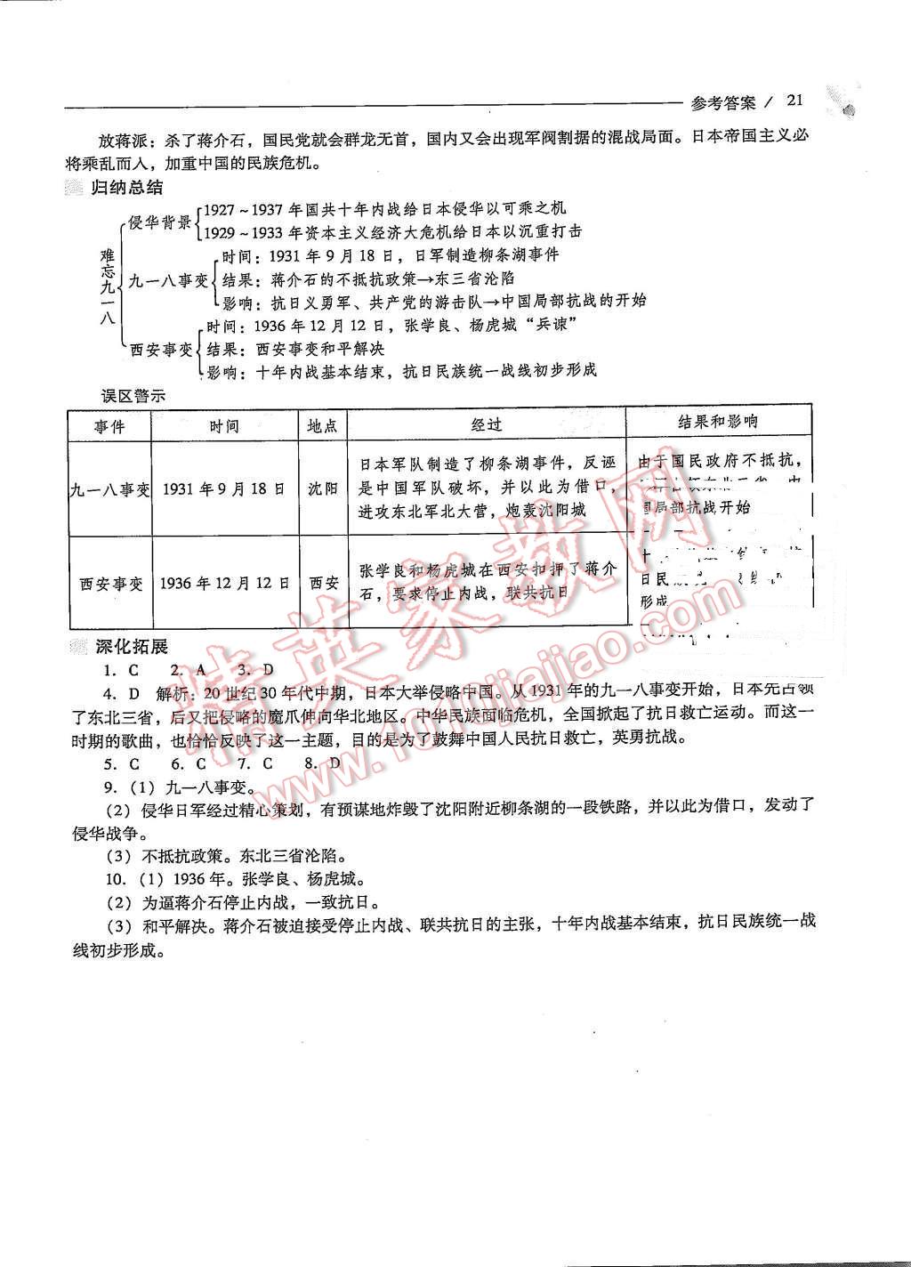 2015年新課程問題解決導學方案八年級中國歷史上冊人教版 第21頁