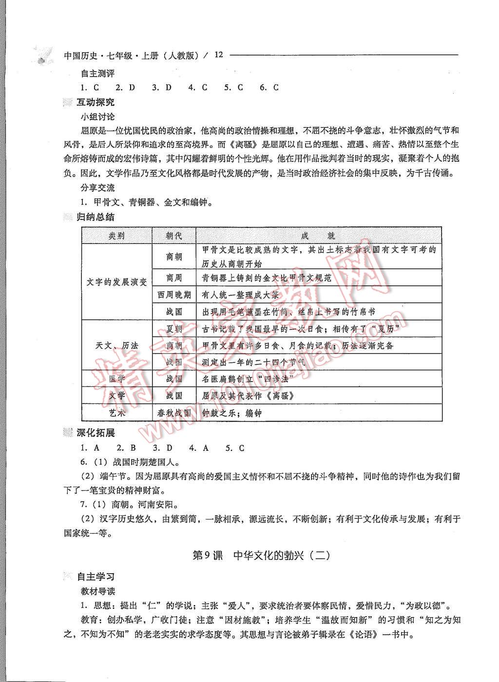 2015年新課程問(wèn)題解決導(dǎo)學(xué)方案七年級(jí)中國(guó)歷史上冊(cè)人教版 第12頁(yè)