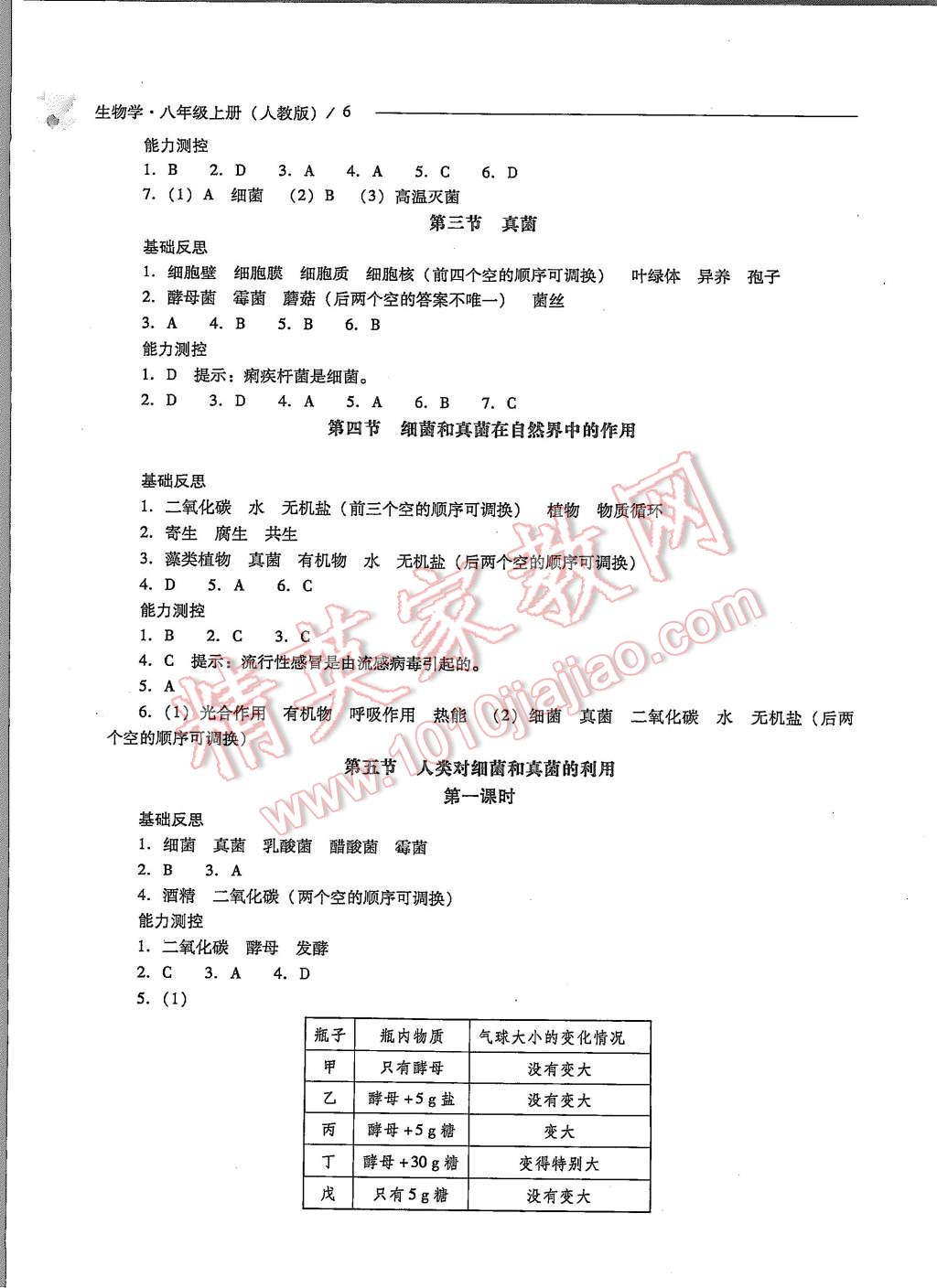 2015年新課程問題解決導(dǎo)學(xué)方案八年級生物學(xué)上冊人教版 第6頁