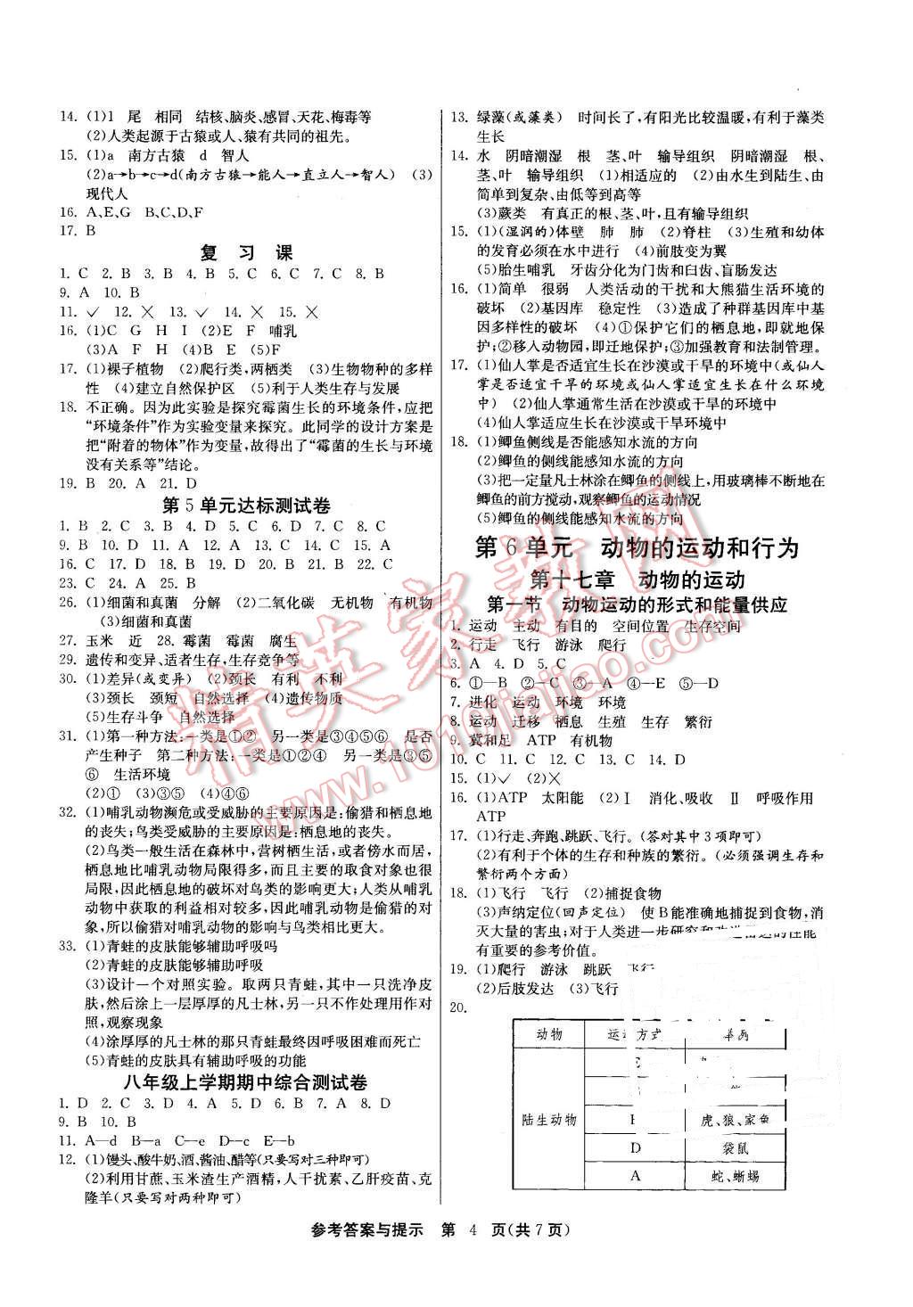 2015年課時訓(xùn)練八年級生物學(xué)上冊蘇教版 第4頁