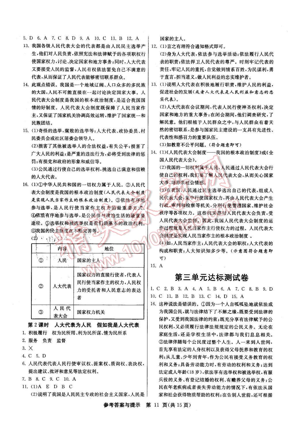 2015年課時(shí)訓(xùn)練九年級思想品德全一冊人民版 第11頁