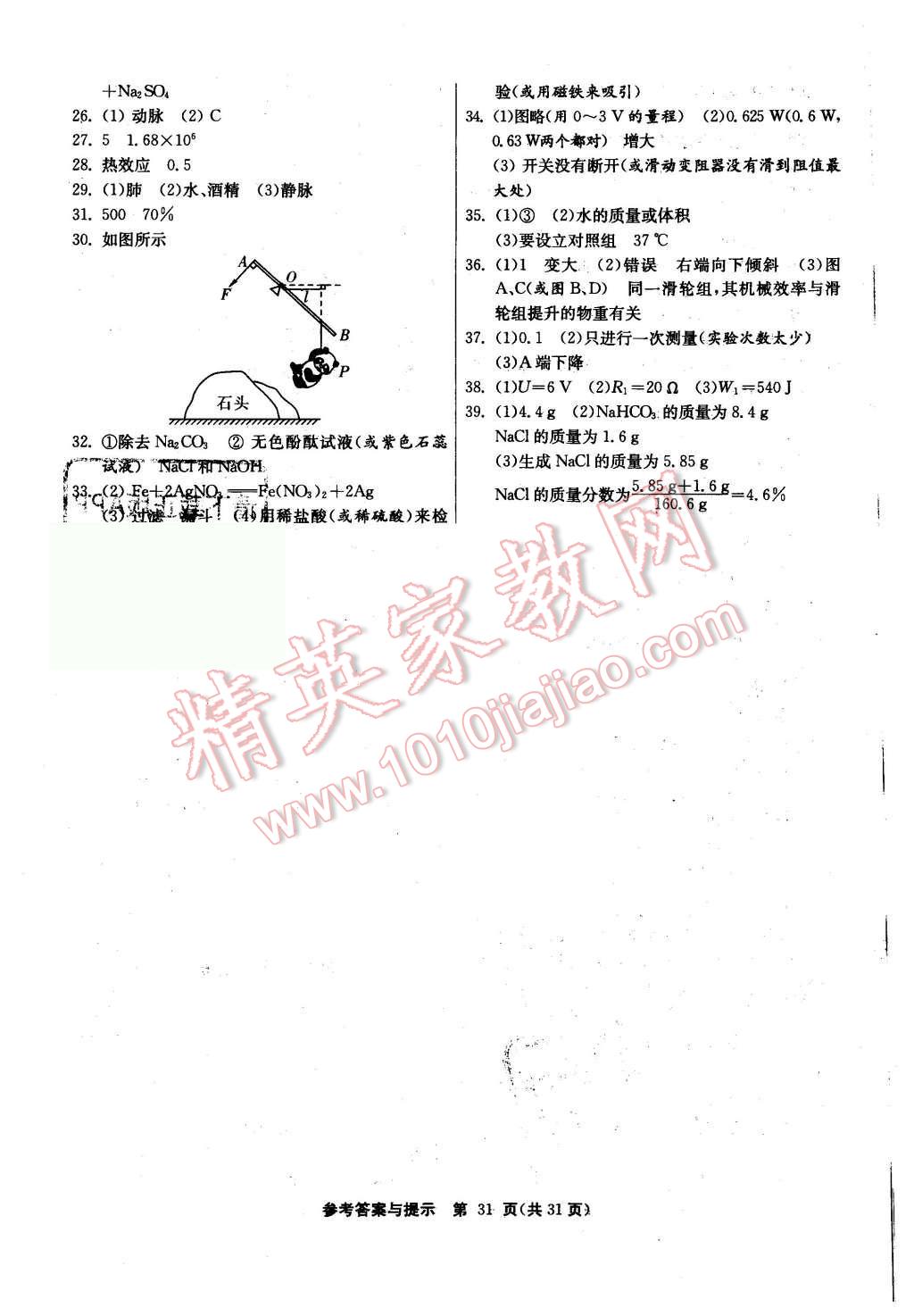 2015年課時訓練九年級科學上冊浙教版 第31頁