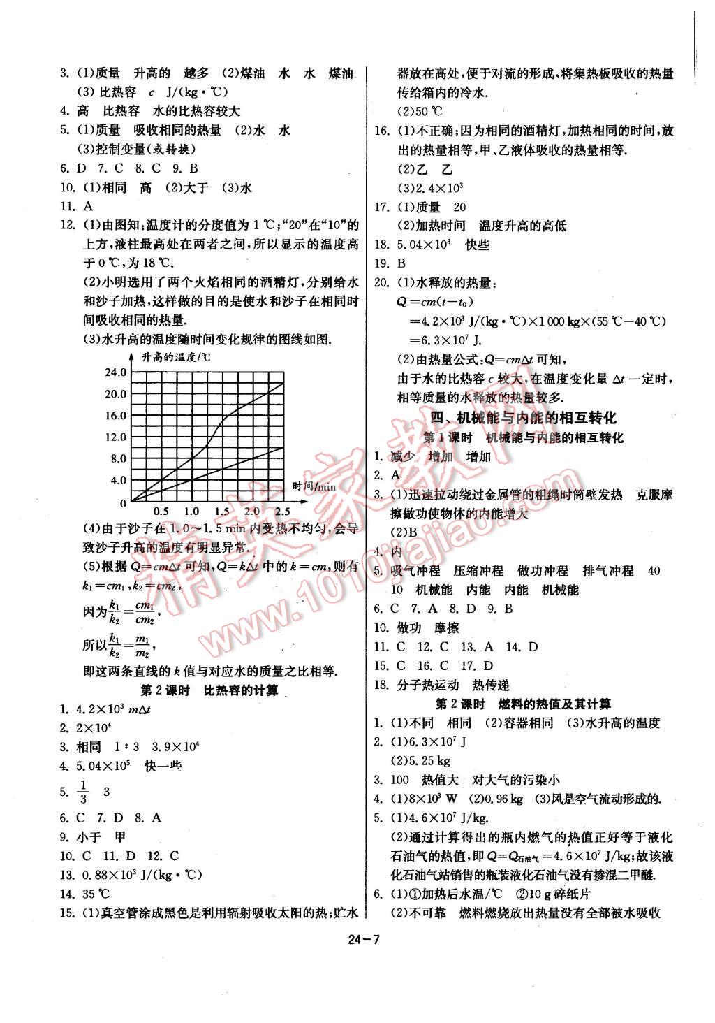 2015年课时训练九年级物理上册苏科版 第7页