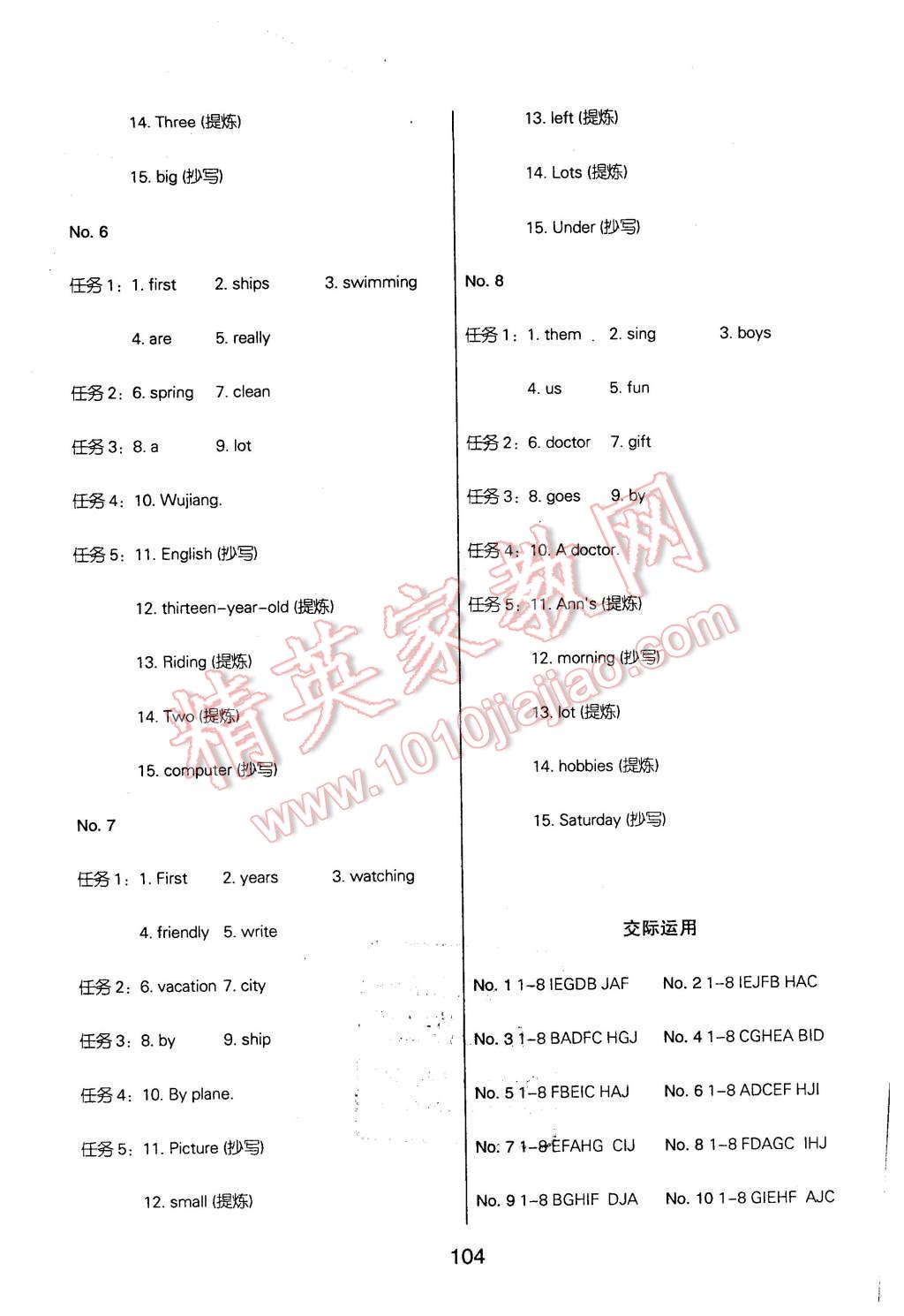 2015年匯測期末競優(yōu)七年級英語上冊人教版 第8頁