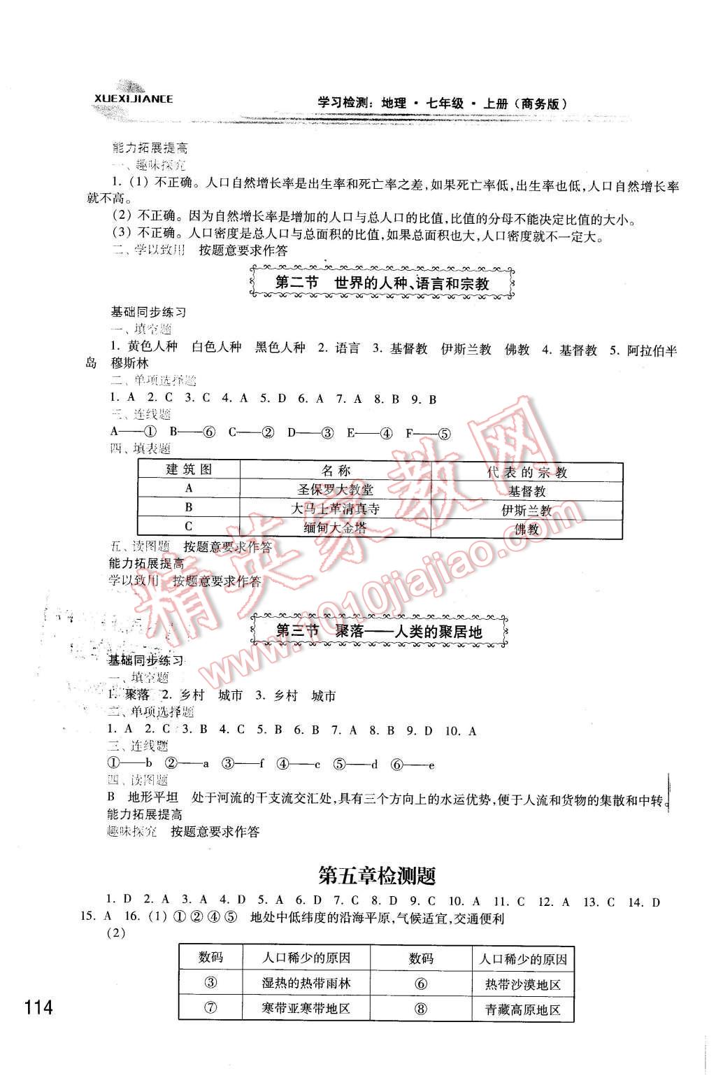 2015年学习检测七年级地理上册商务版 第8页