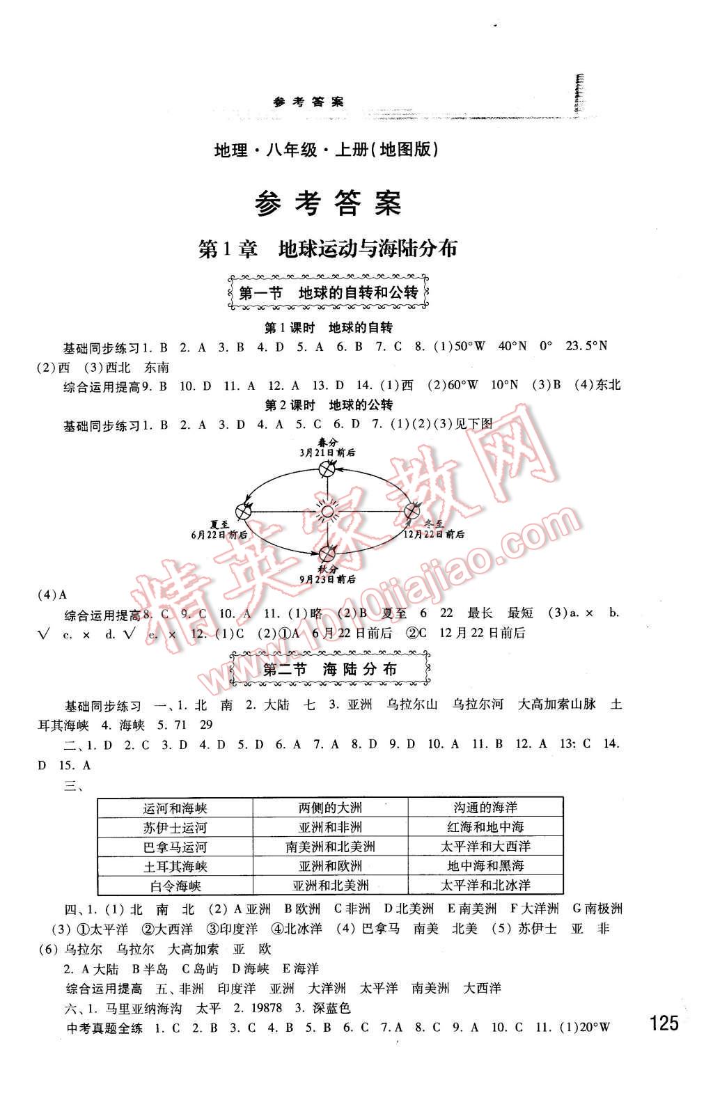 2015年学习检测八年级地理上册地图版 第1页