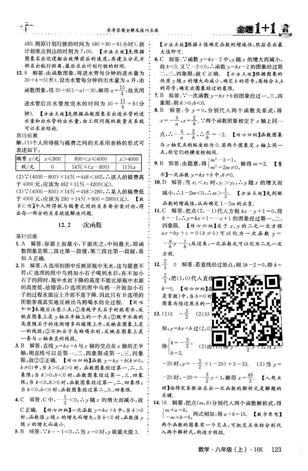 2015年金題1加1八年級數(shù)學(xué)上冊滬科版 第12章 一次函數(shù)第8頁