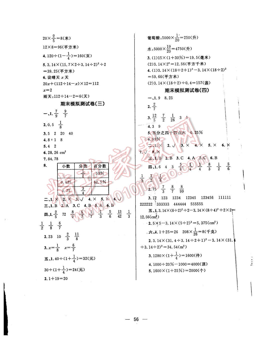 2015年天天100分小學(xué)優(yōu)化測試卷六年級數(shù)學(xué)上冊人教版 第8頁