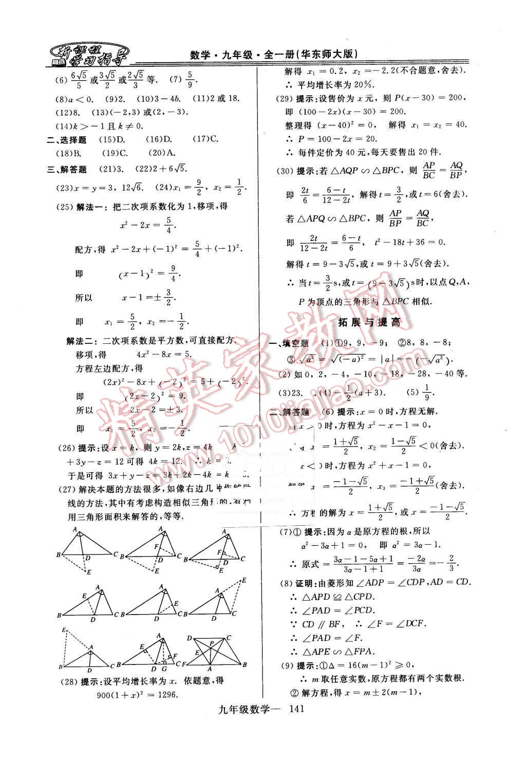 2015年新课程学习指导九年级数学全一册华师大版 第13页