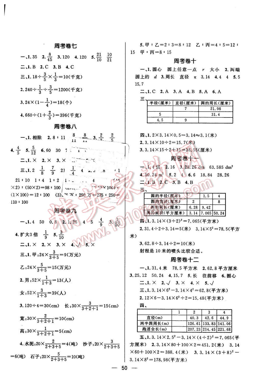 2015年天天100分小學(xué)優(yōu)化測(cè)試卷六年級(jí)數(shù)學(xué)上冊(cè)人教版 第2頁(yè)