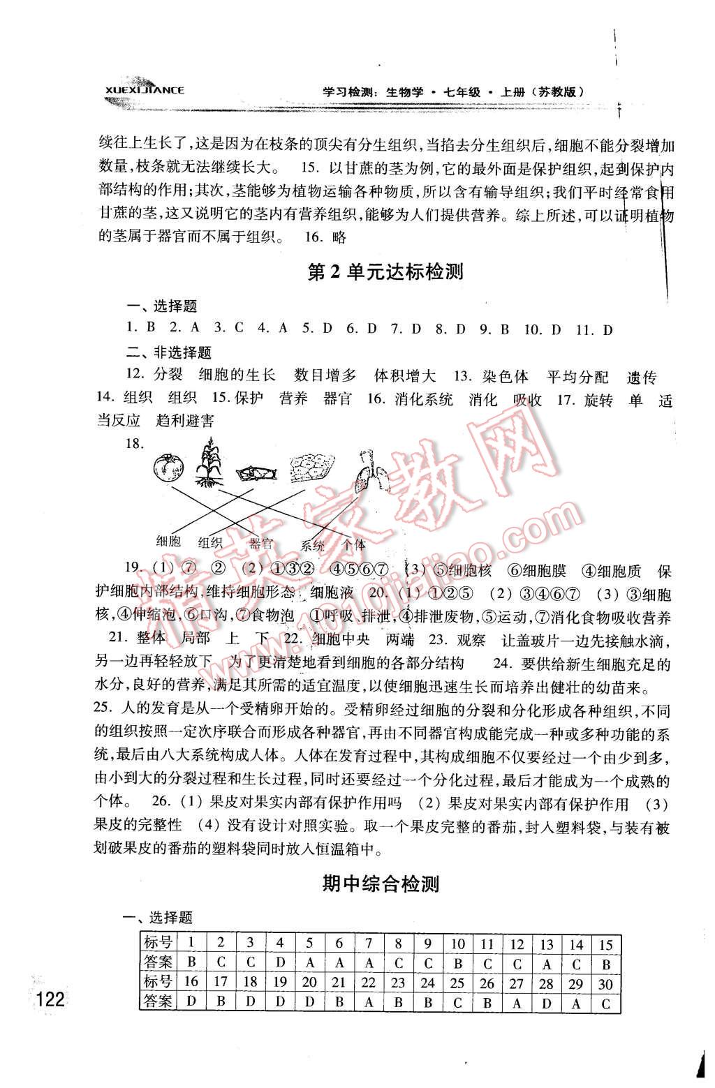 2015年學(xué)習(xí)檢測七年級生物學(xué)上冊蘇教版 第8頁