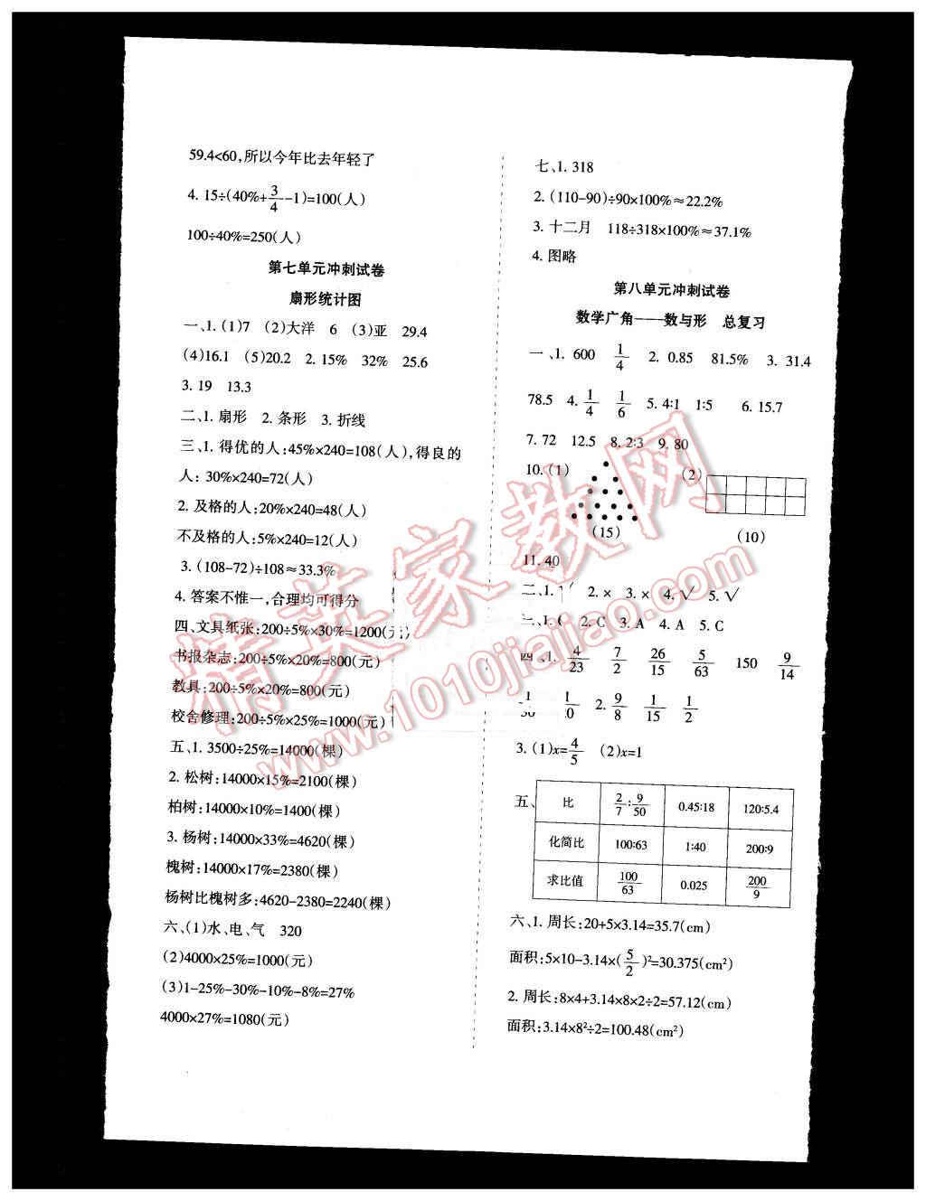 2015年小博士期末闯关100分六年级数学上册人教版 第5页