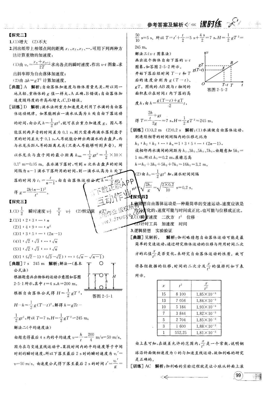 2015年同步導(dǎo)學(xué)案課時練高中物理必修1人教版 參考答案2第36頁